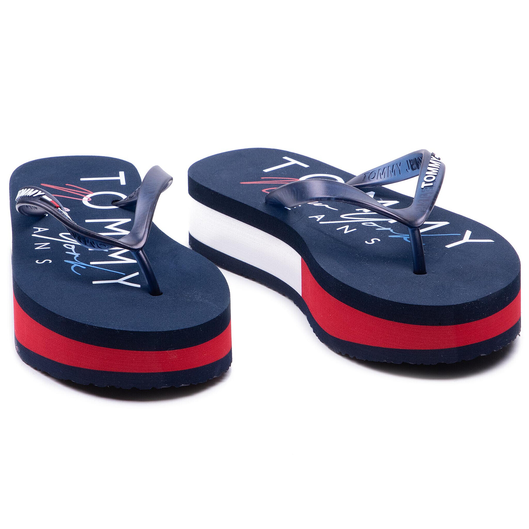 Tommy Jeans Flip flop Rubber Thong Mid Beach Sandal EN0EN01301 Bleumarin - Pled.ro