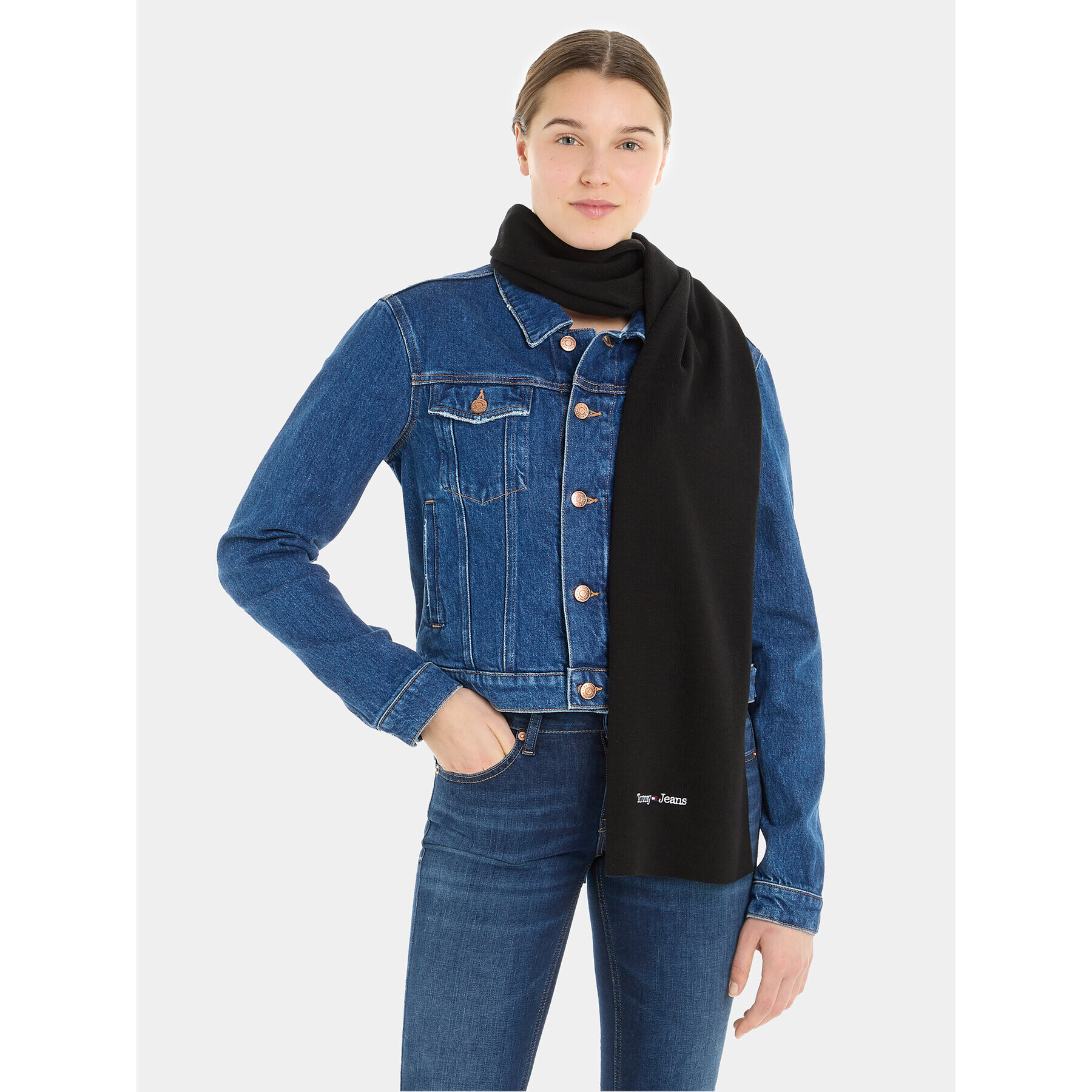 Tommy Jeans Fular Tjm Sport Scarf AM0AM11703 Negru - Pled.ro