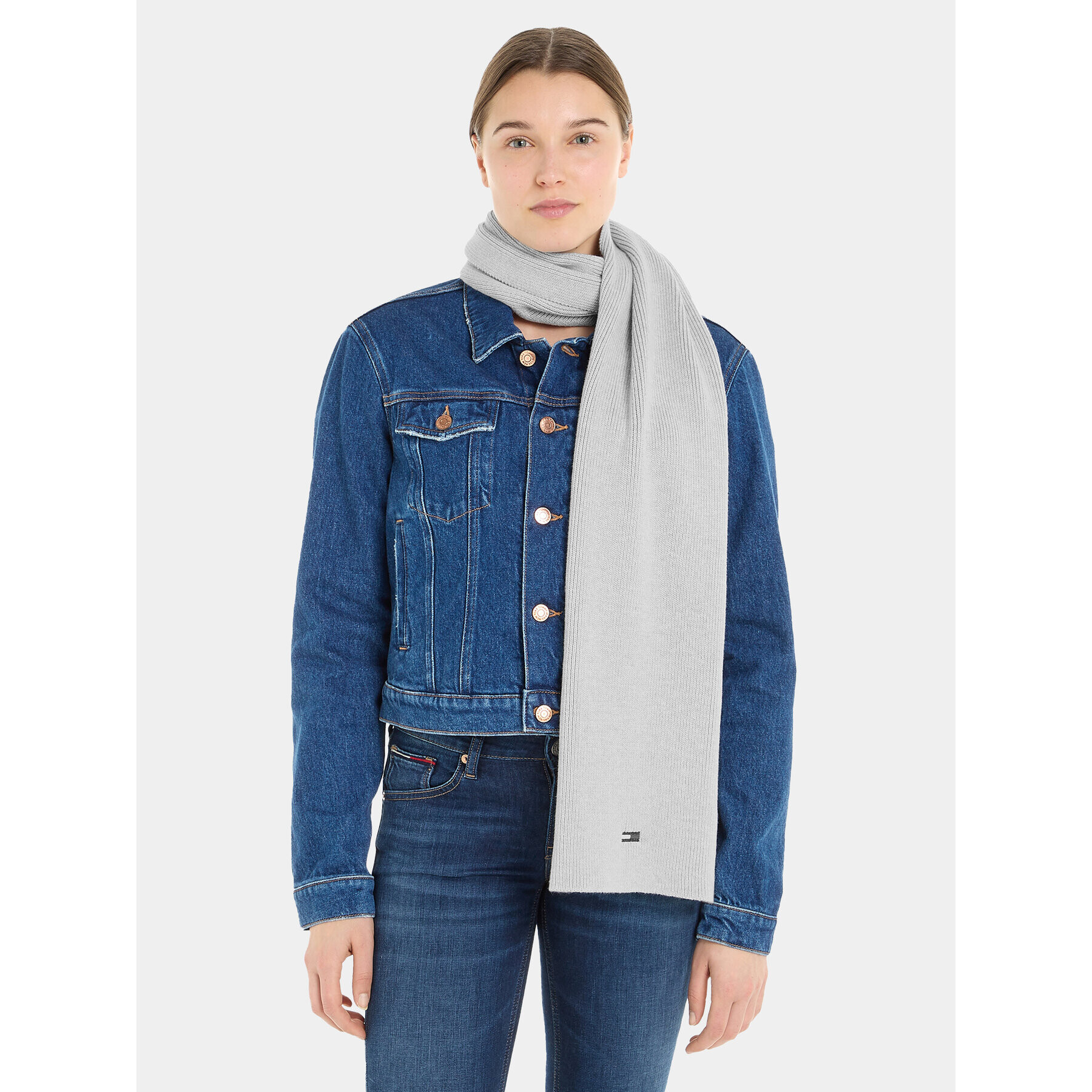 Tommy Jeans Fular Tjw Flag Scarf AW0AW15478 Gri - Pled.ro