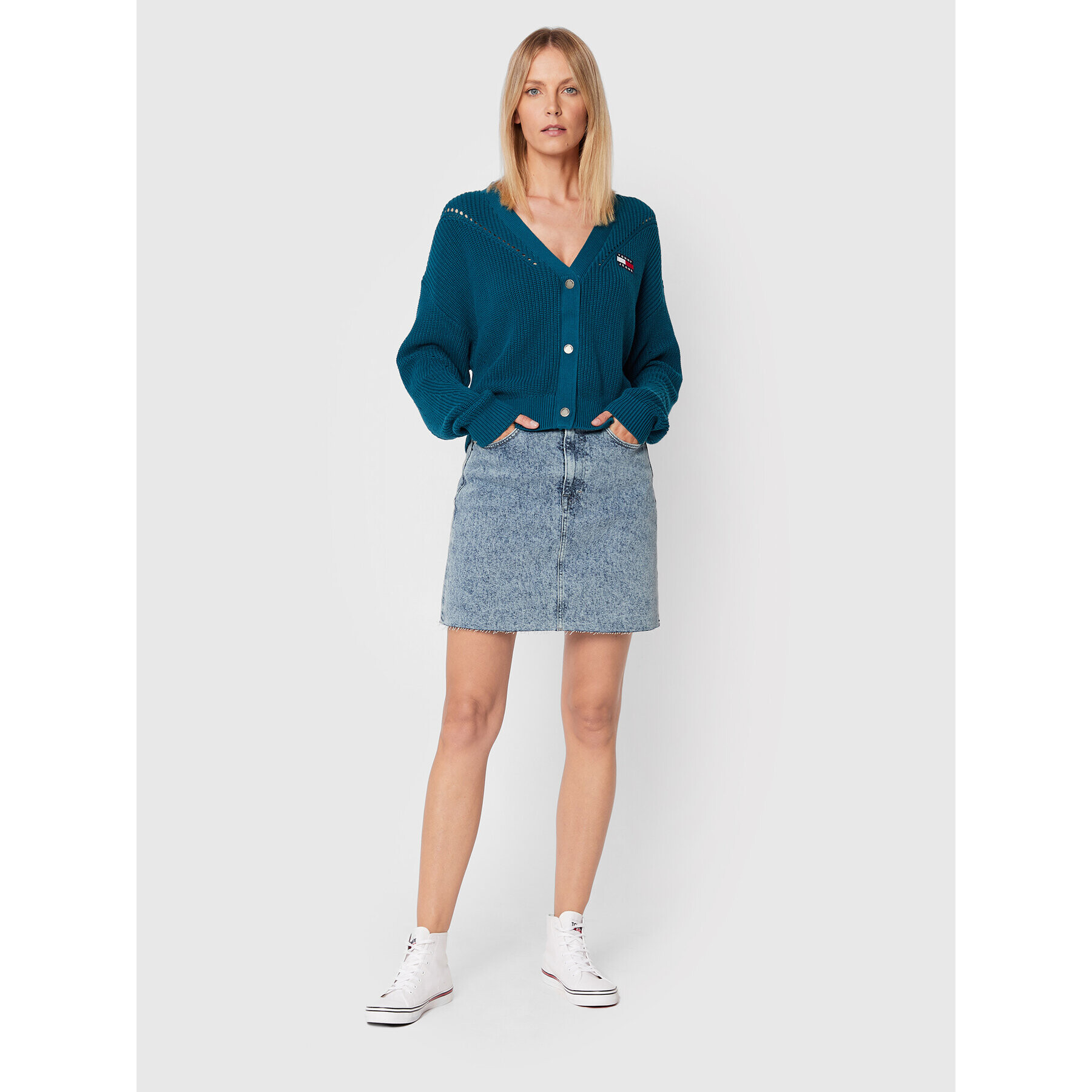 Tommy Jeans Fustă de blugi DW0DW13404 Albastru Mom Fit - Pled.ro