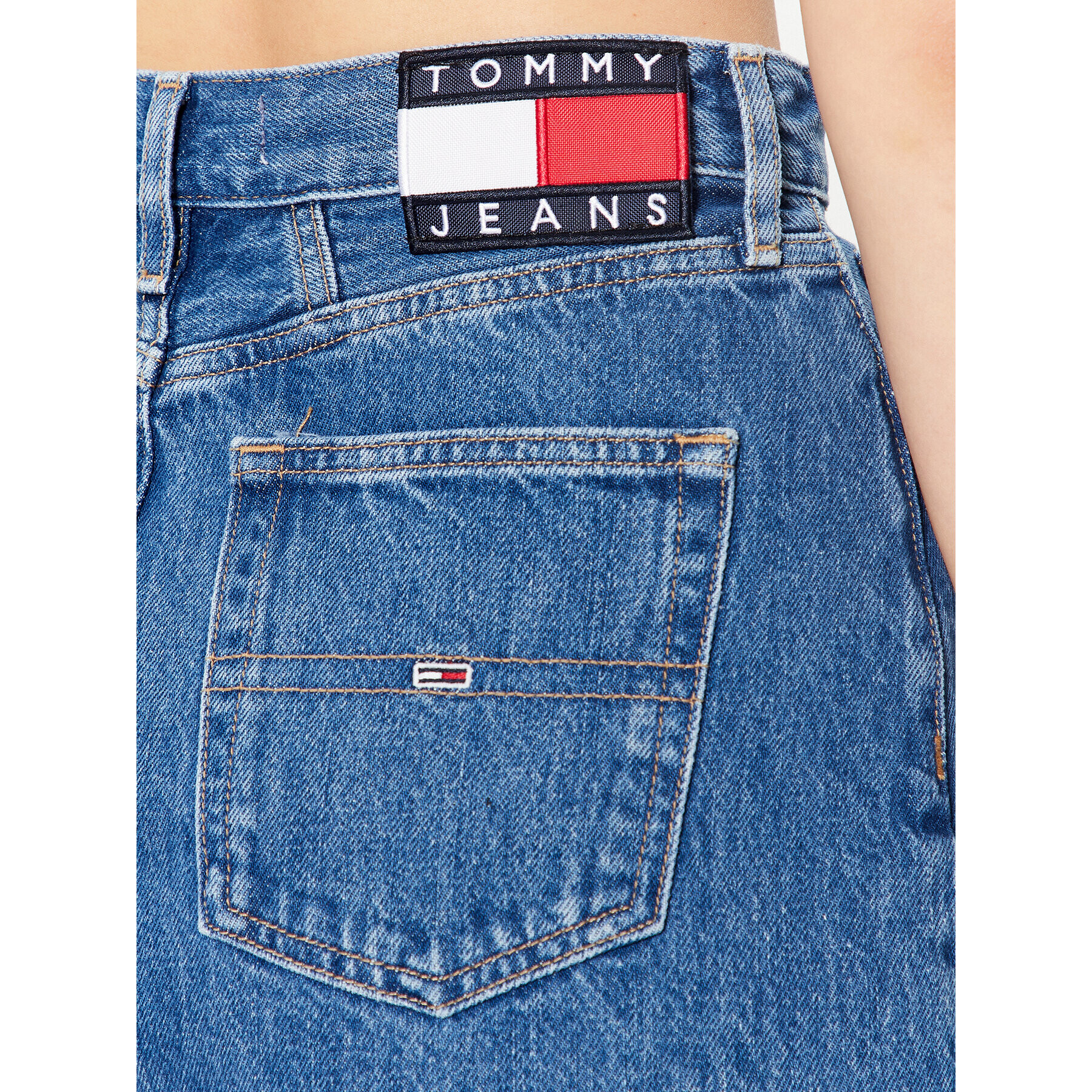 Tommy Jeans Fustă de blugi DW0DW15626 Bleumarin Regular Fit - Pled.ro