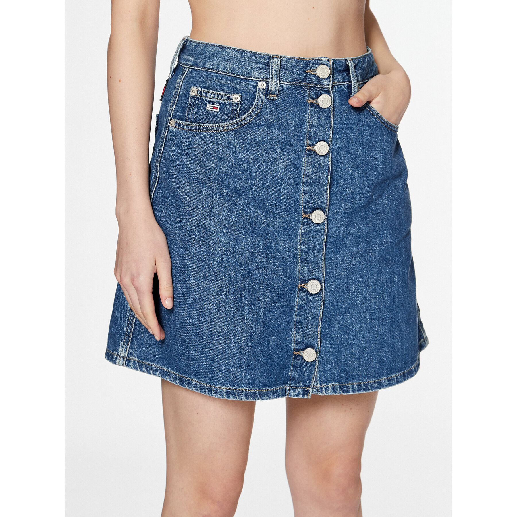 Tommy Jeans Fustă de blugi DW0DW15630 Bleumarin A-Line Fit - Pled.ro