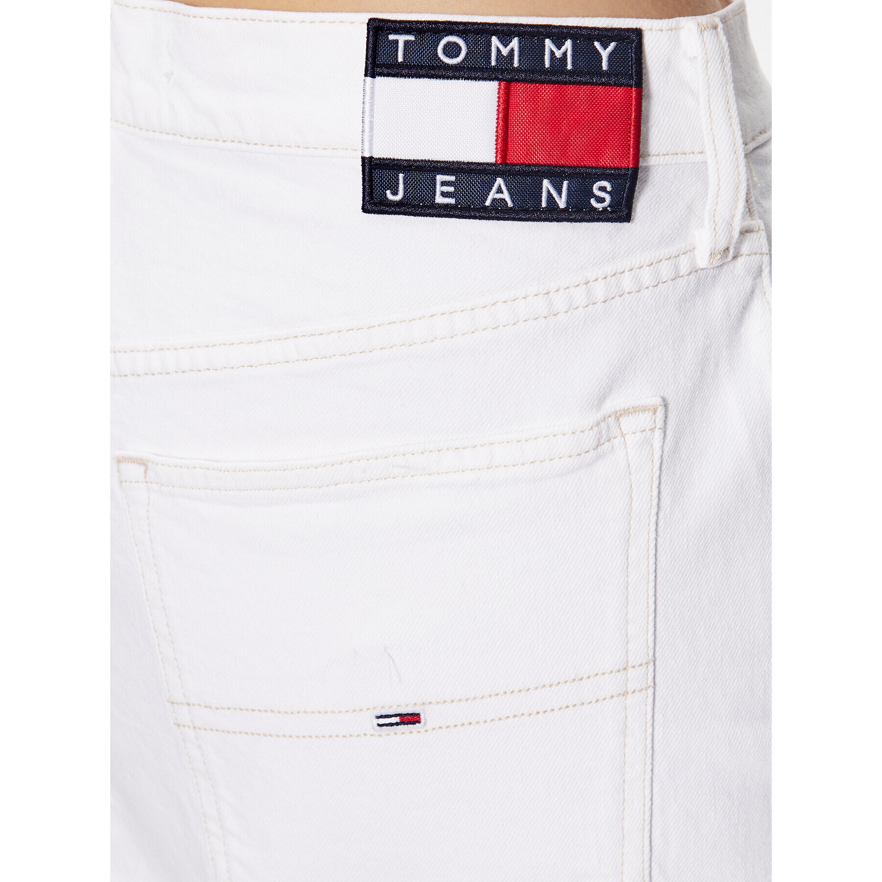 Tommy Jeans Fustă de blugi Izzie DW0DW15629 Alb Regular Fit - Pled.ro