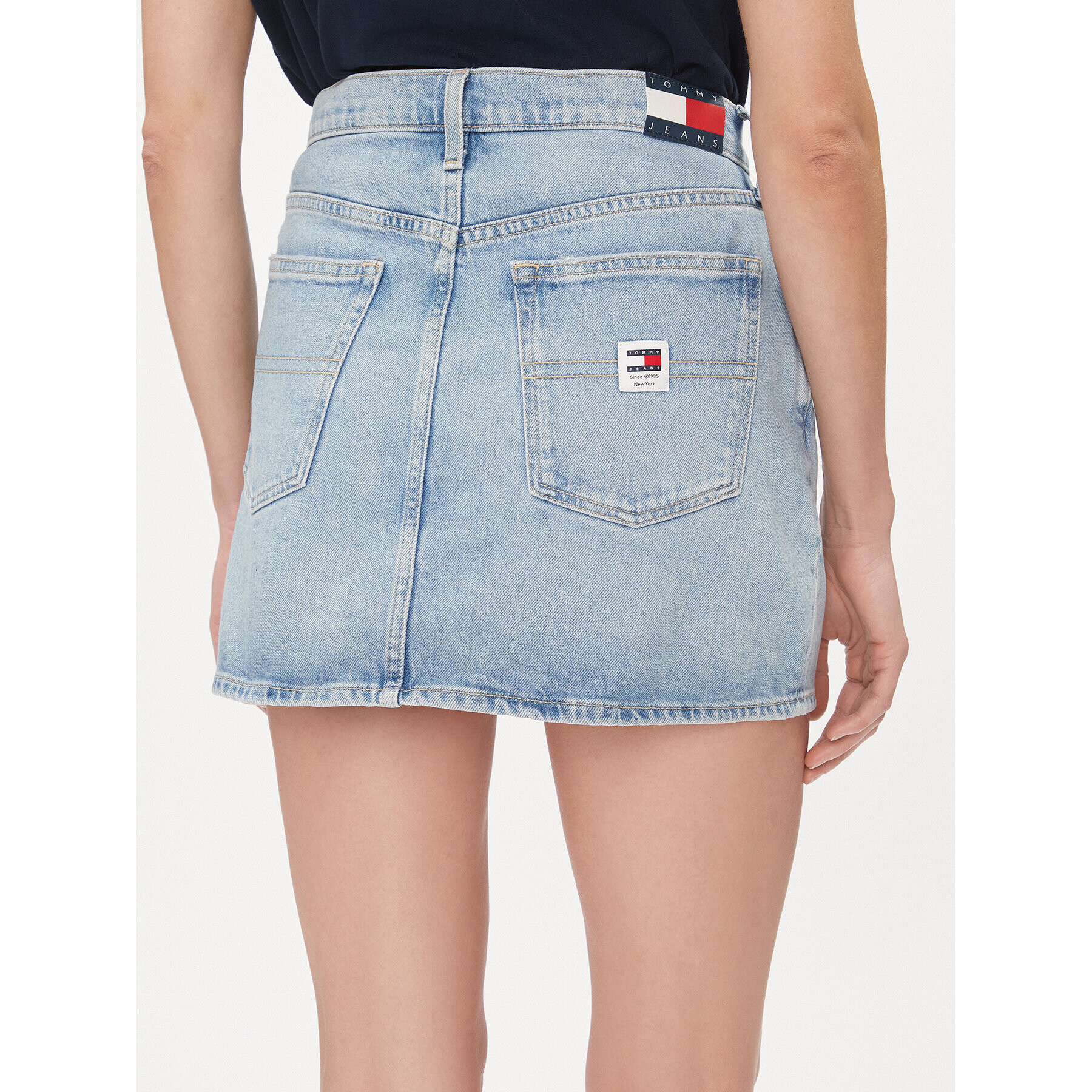 Tommy Jeans Fustă de blugi Izzie DW0DW17219 Albastru Regular Fit - Pled.ro