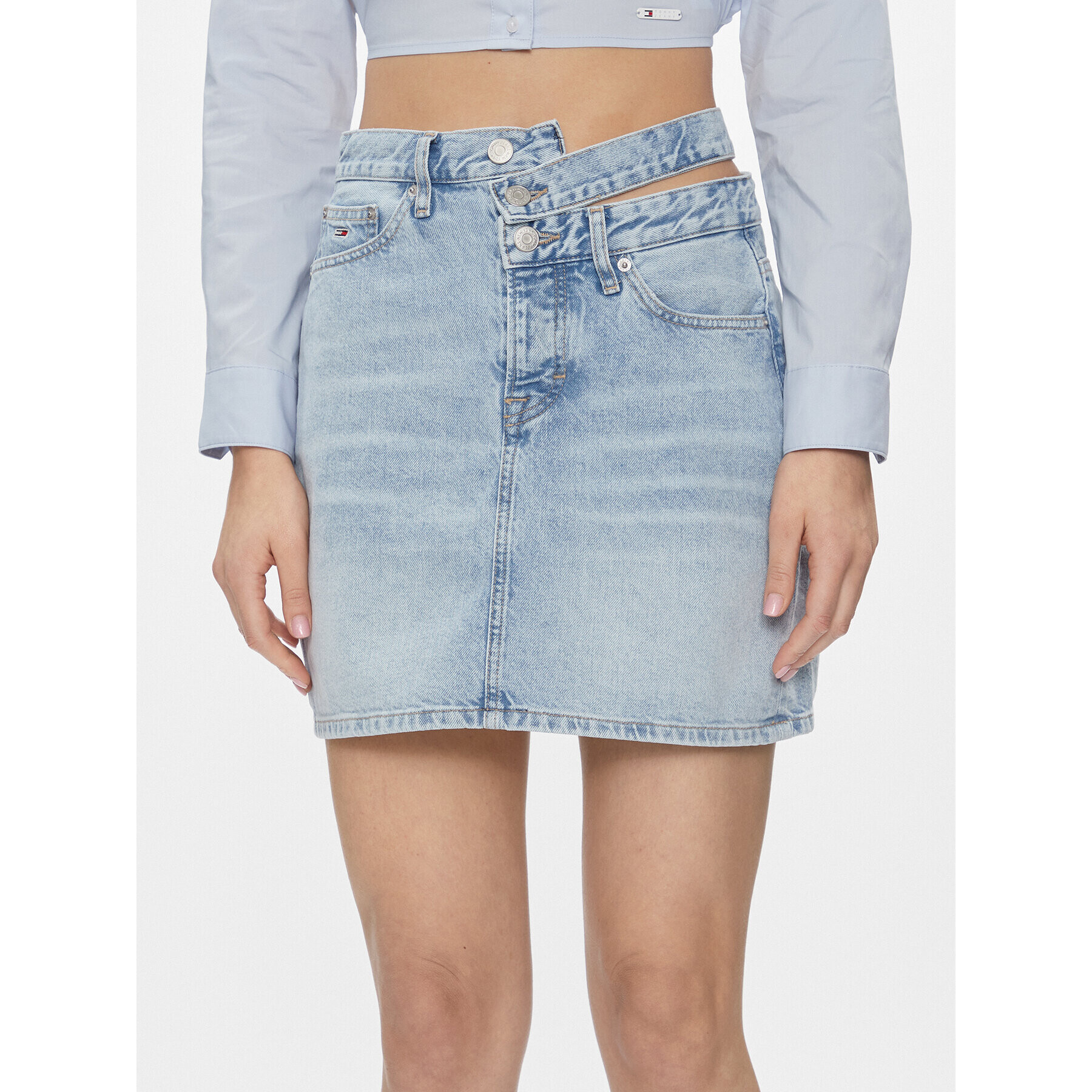 Tommy Jeans Fustă de blugi Mom Cut Out Wb Uh Skirt Ah7011 DW0DW17217 Albastru Slim Fit - Pled.ro