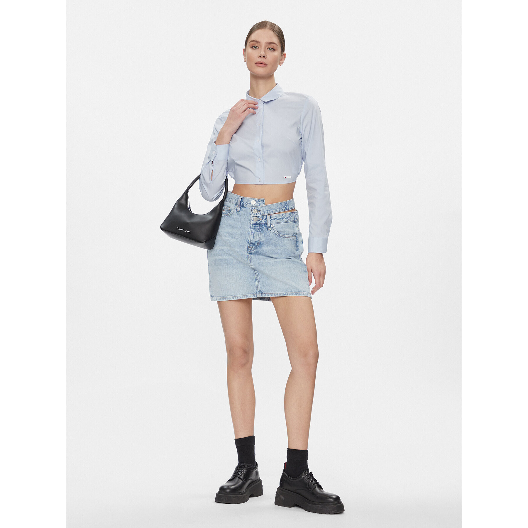 Tommy Jeans Fustă de blugi Mom Cut Out Wb Uh Skirt Ah7011 DW0DW17217 Albastru Slim Fit - Pled.ro