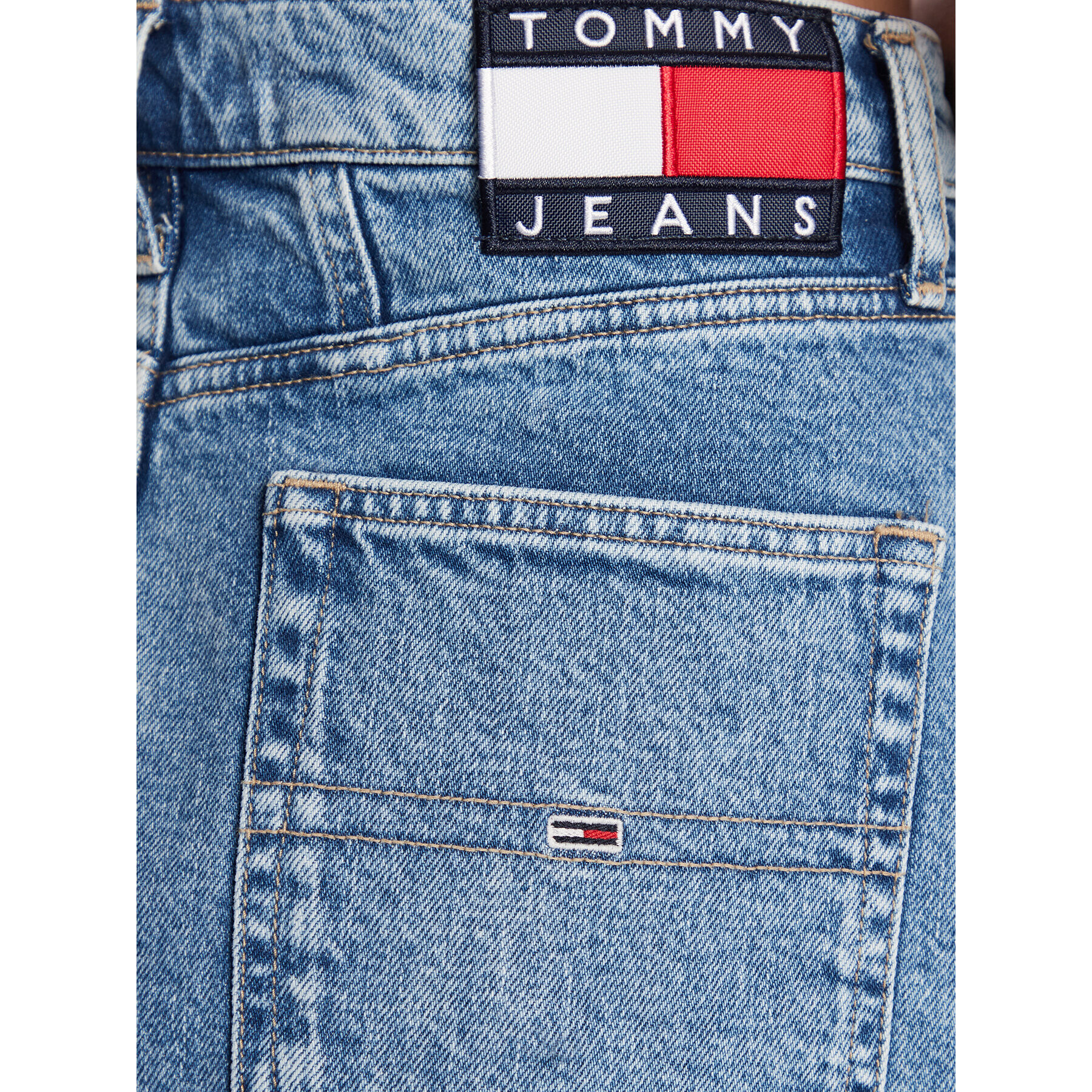 Tommy Jeans Fustă de blugi Mom DW0DW14836 Albastru Regular Fit - Pled.ro