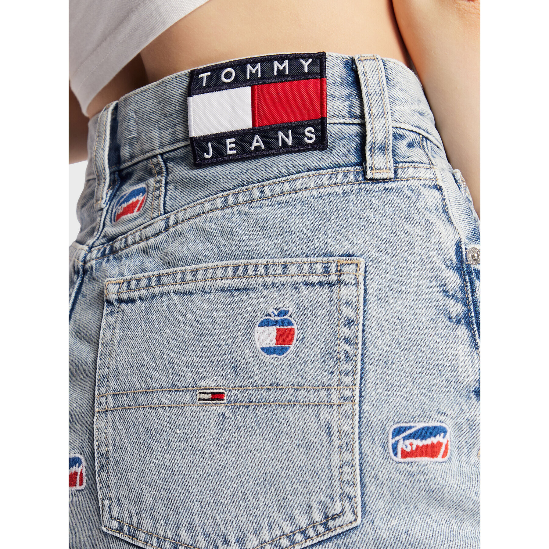 Tommy Jeans Fustă de blugi Mom DW0DW14837 Albastru Regular Fit - Pled.ro