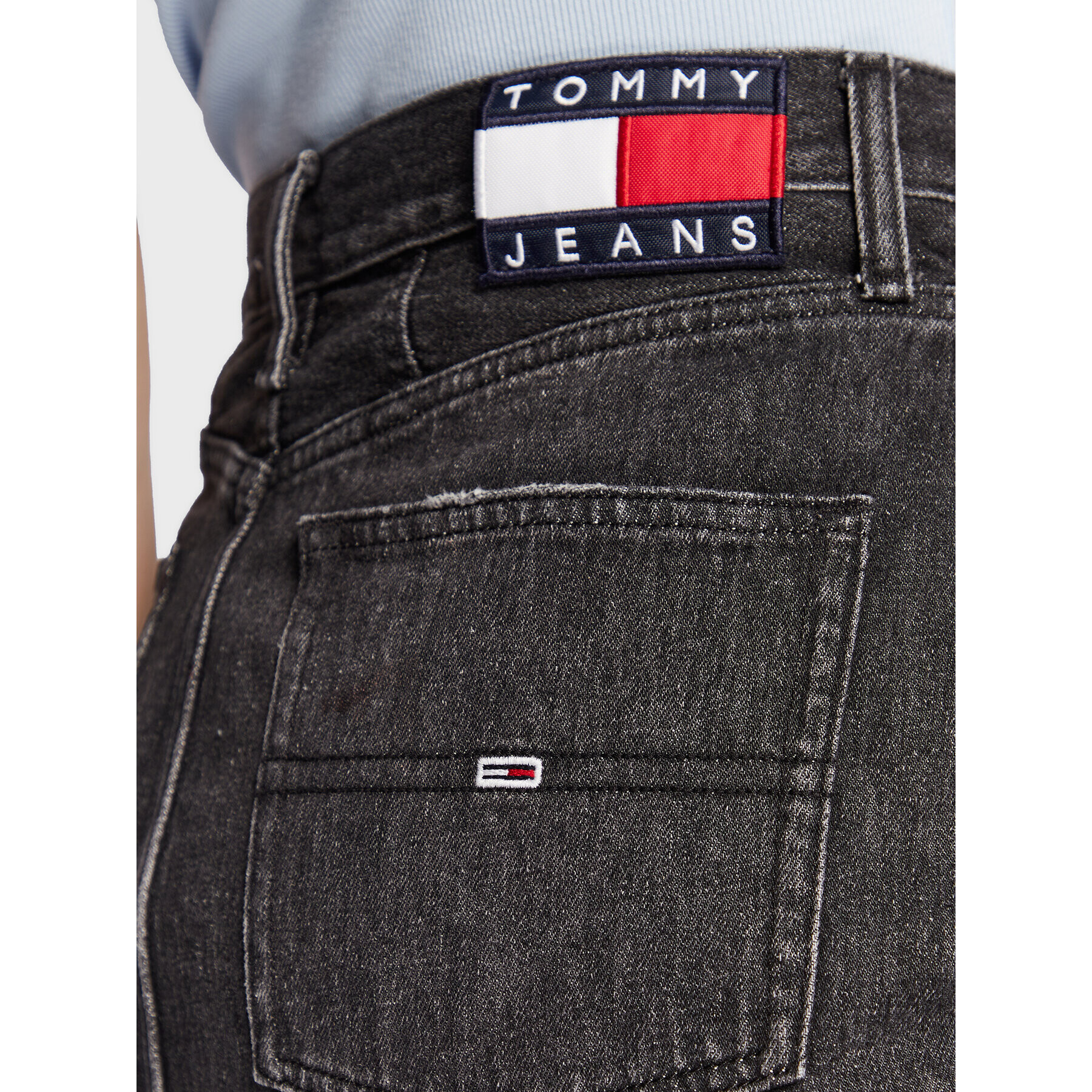 Tommy Jeans Fustă de blugi Yoke DW0DW14847 Negru Regular Fit - Pled.ro