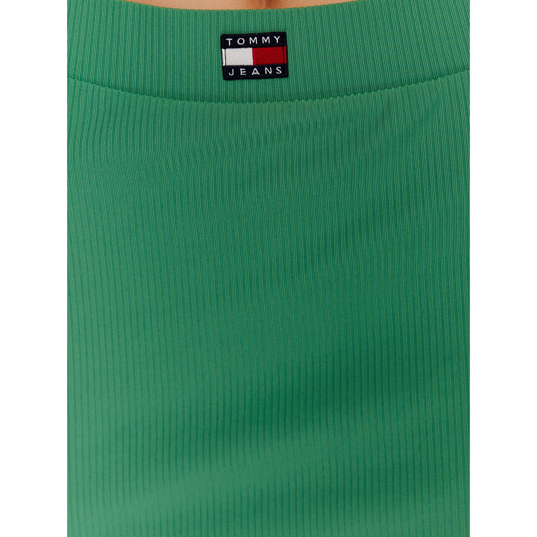 Tommy Jeans Fustă mini Badge DW0DW15389 Verde Slim Fit - Pled.ro