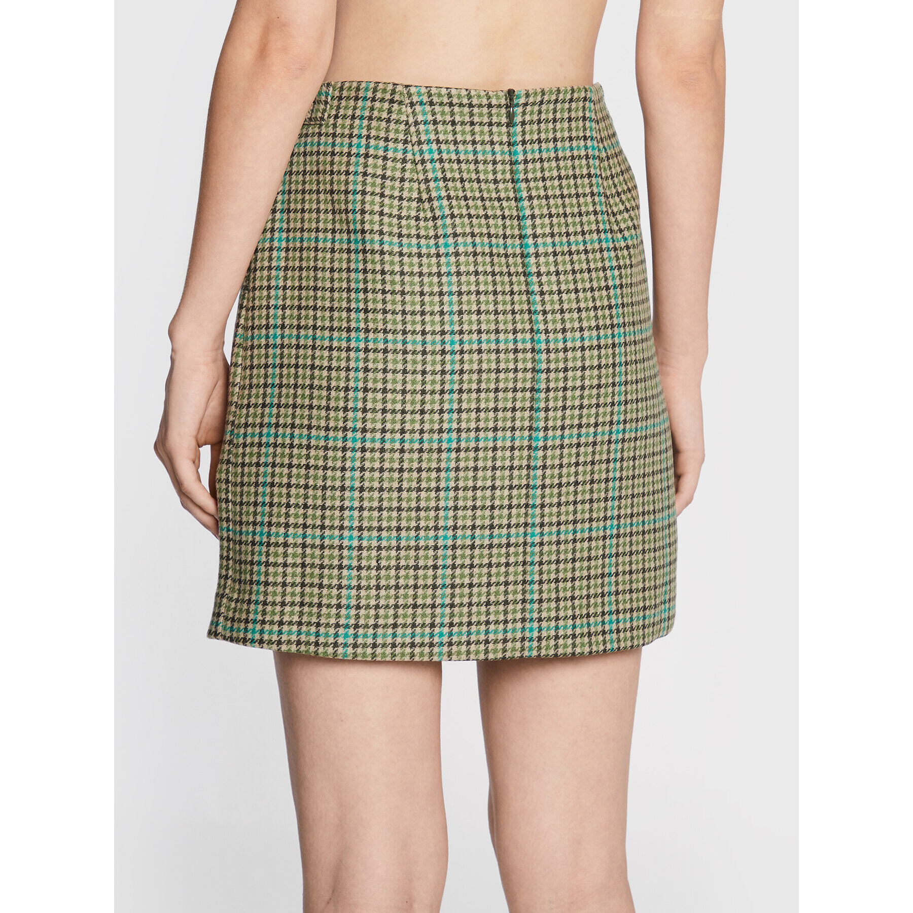 Tommy Jeans Fustă mini Check WW0WW37411 Verde Regular Fit - Pled.ro