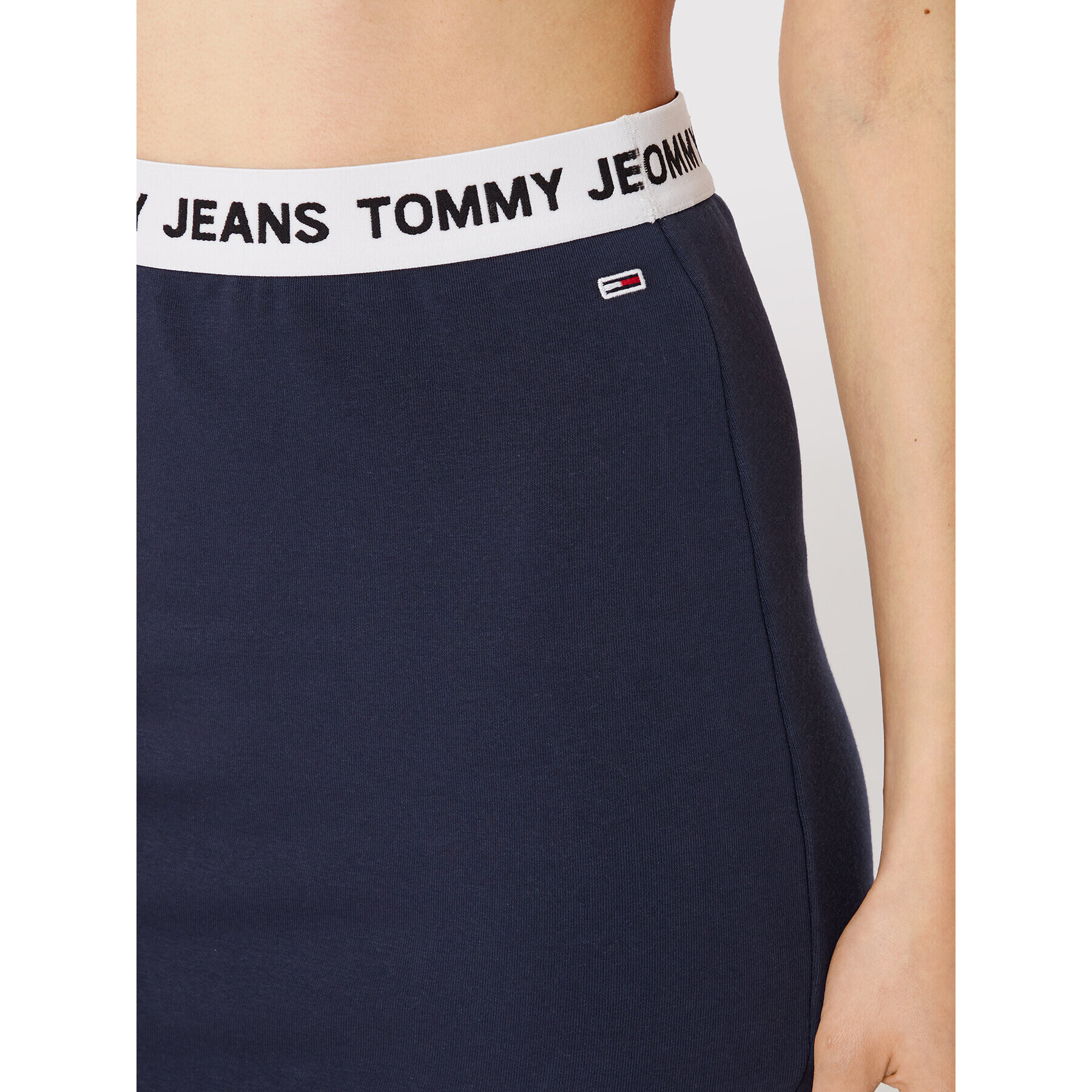 Tommy Jeans Fustă mini Logo Waistband DW0DW13706 Bleumarin Slim Fit - Pled.ro