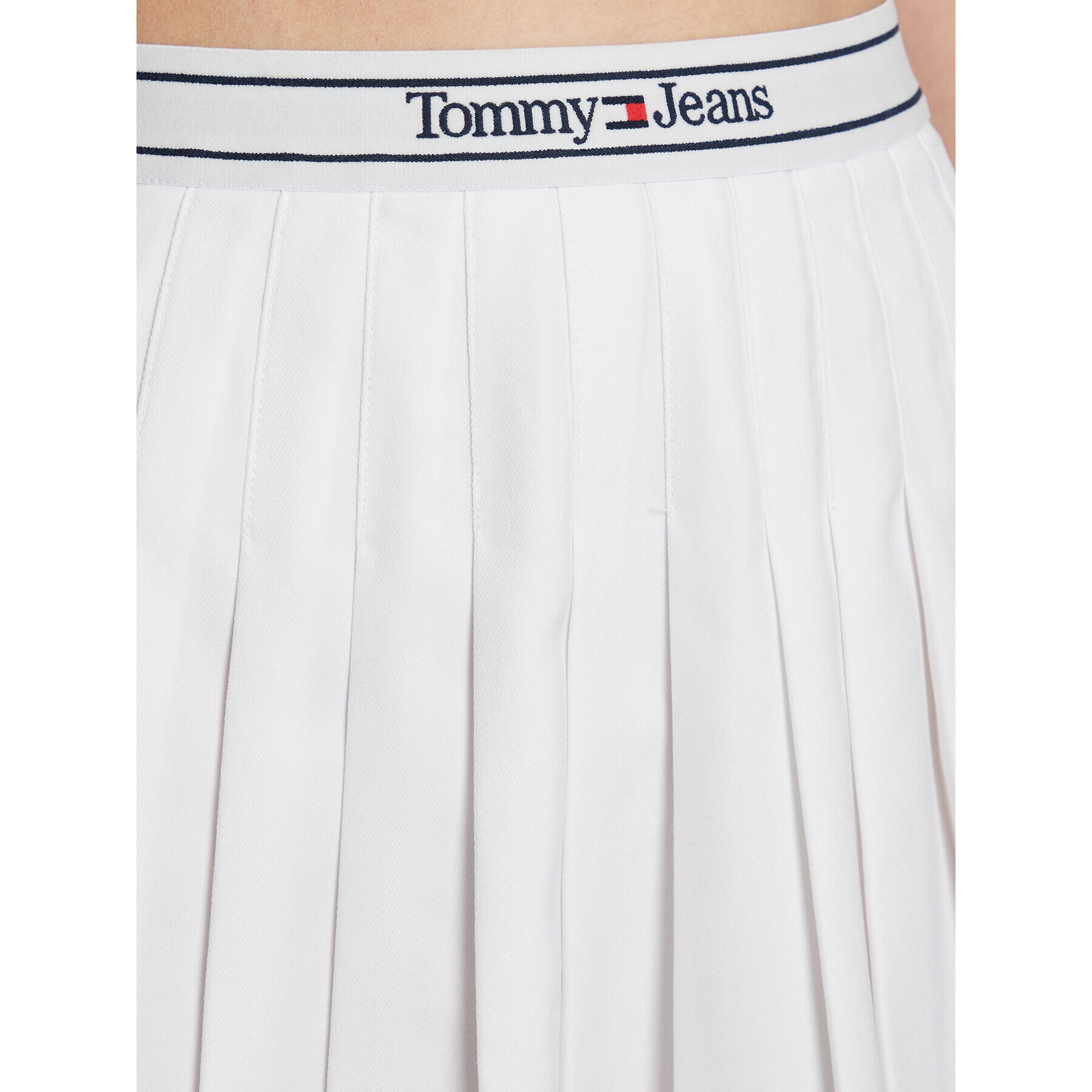 Tommy Jeans Fustă plisată Logo DW0DW14983 Alb Regular Fit - Pled.ro