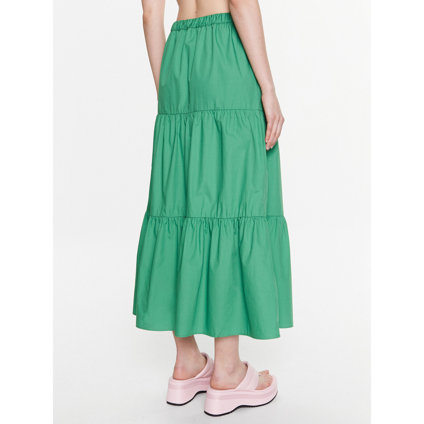 Tommy Jeans Fustă Poplin Tiered DW0DW15195 Verde Regular Fit - Pled.ro