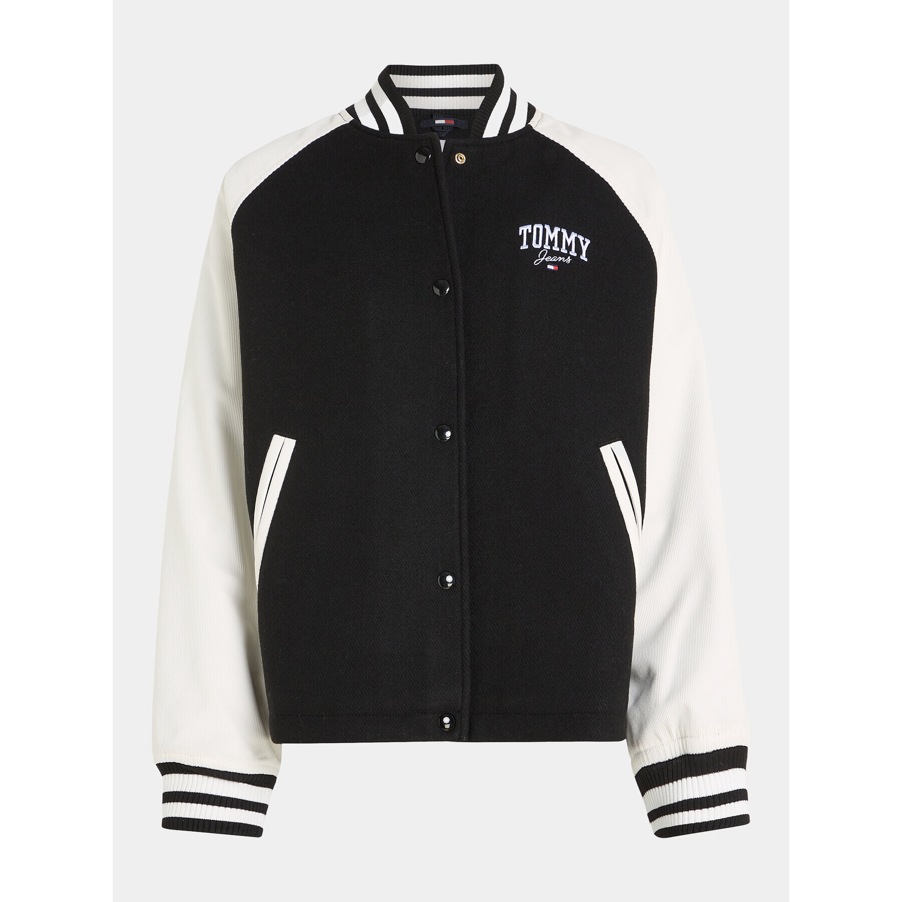 Tommy Jeans Geacă bomber Cord Mix Letterman DW0DW16592 Negru Regular Fit - Pled.ro