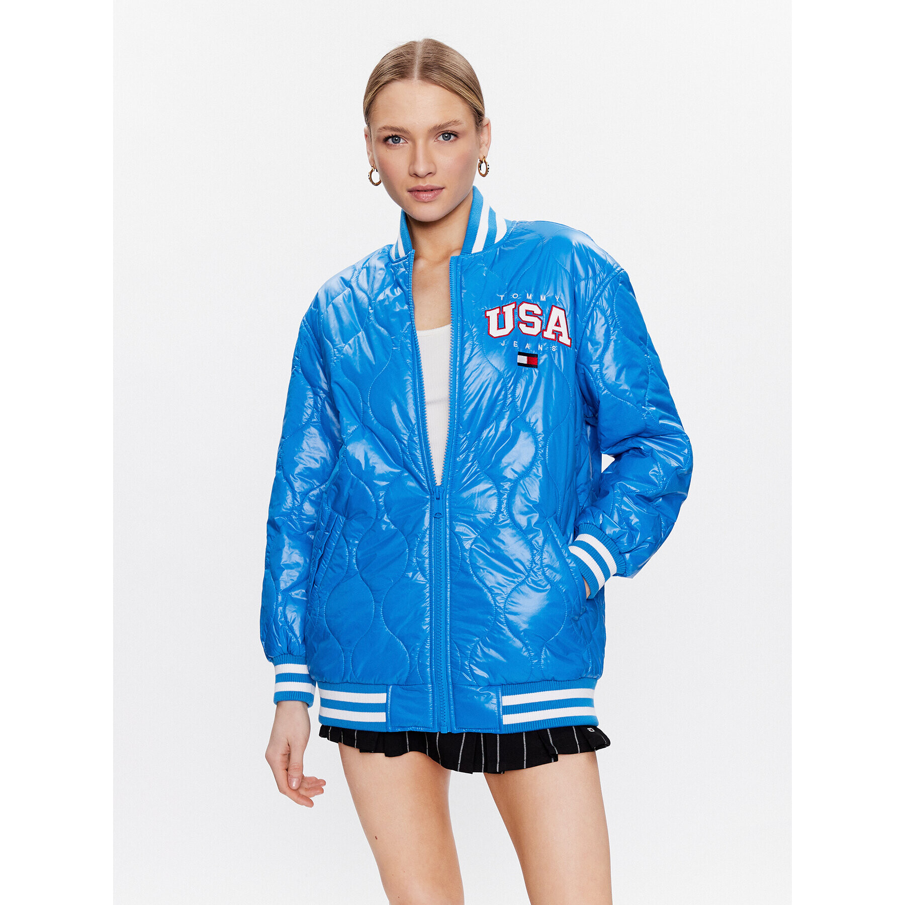 Tommy Jeans Geacă bomber DW0DW15335 Albastru Oversize - Pled.ro