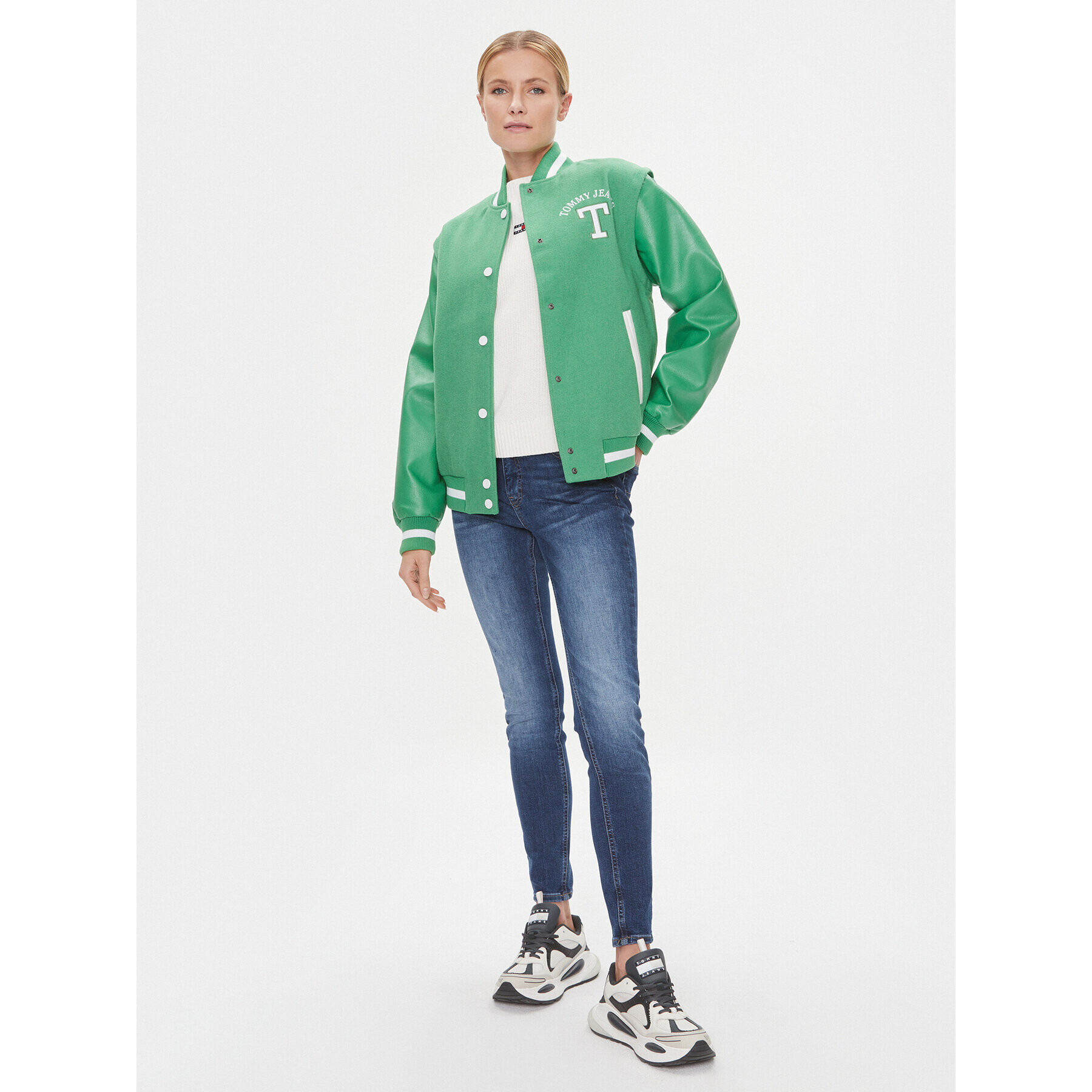 Tommy Jeans Geacă bomber Letterman DW0DW15958 Verde Regular Fit - Pled.ro