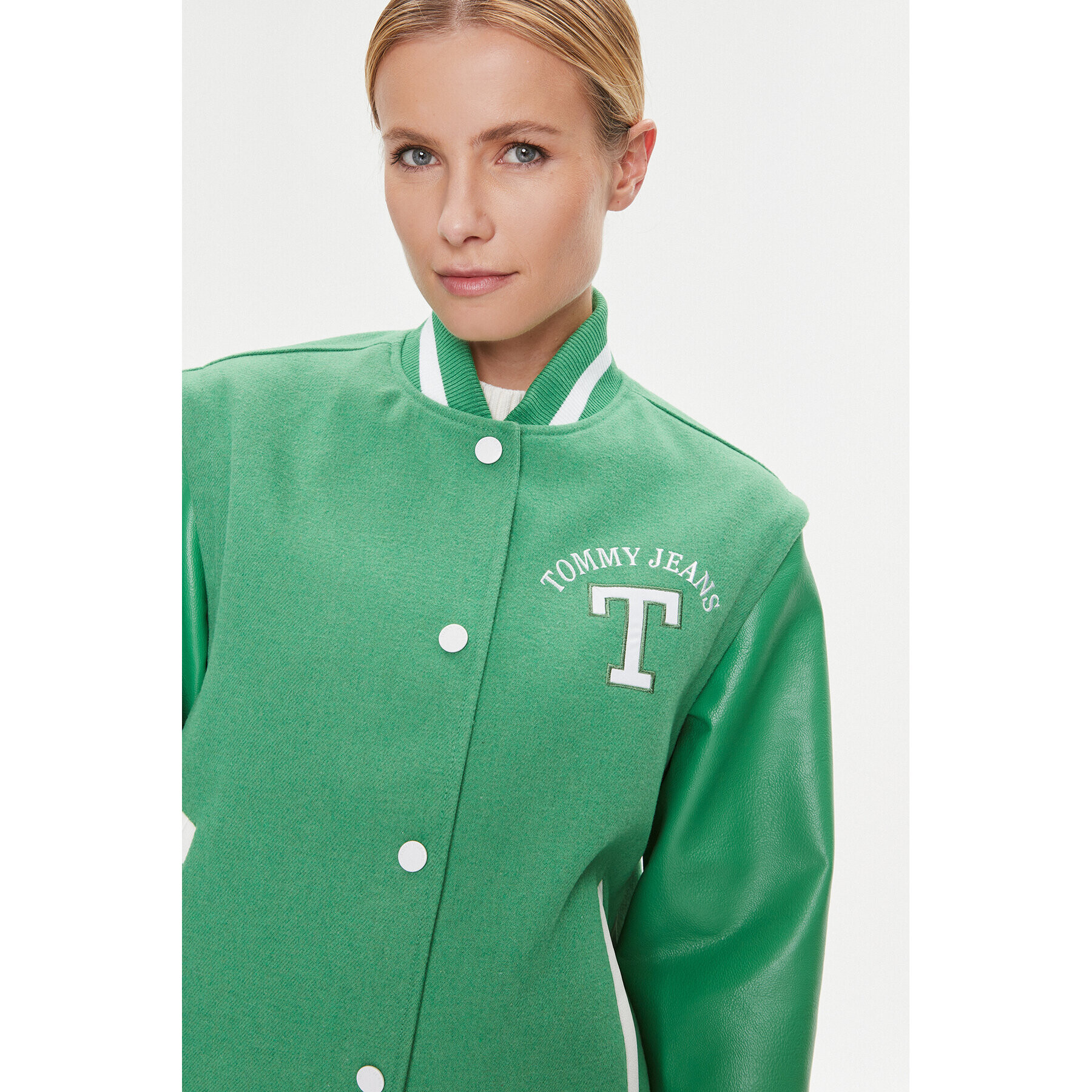 Tommy Jeans Geacă bomber Letterman DW0DW15958 Verde Regular Fit - Pled.ro