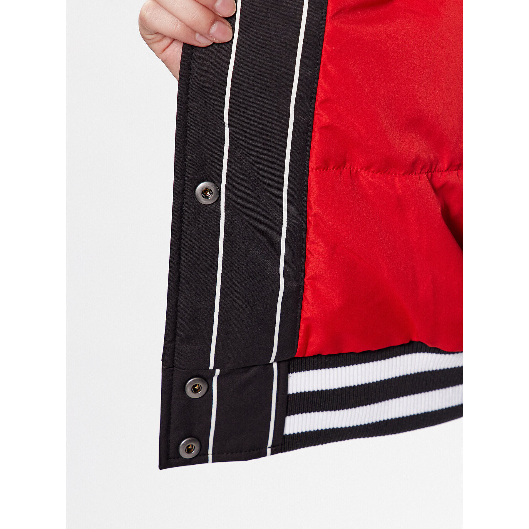 Tommy Jeans Geacă bomber Pinstripe Letterman DW0DW15336 Negru Relaxed Fit - Pled.ro