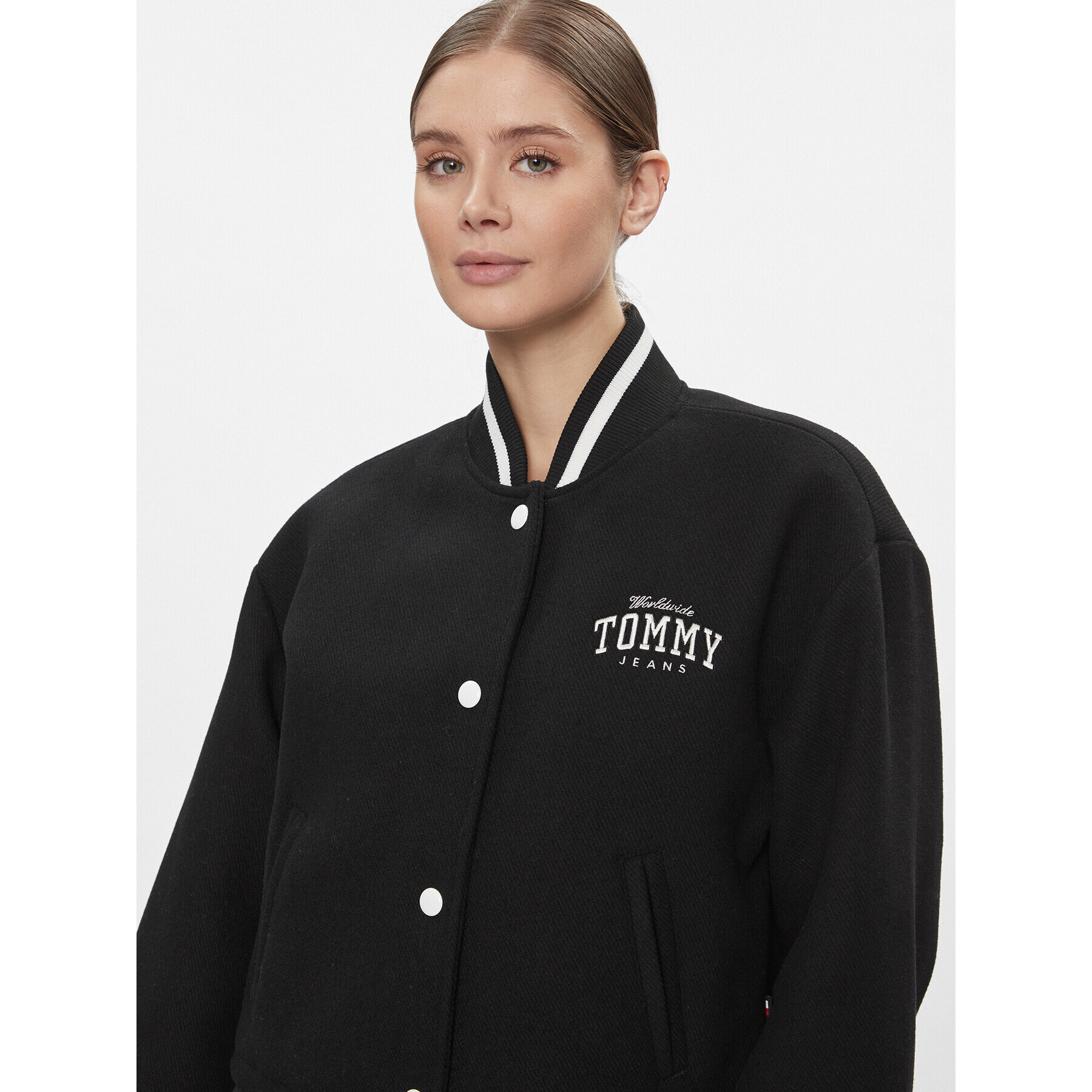 Tommy Jeans Geacă bomber Varsity DW0DW17236 Negru Relaxed Fit - Pled.ro