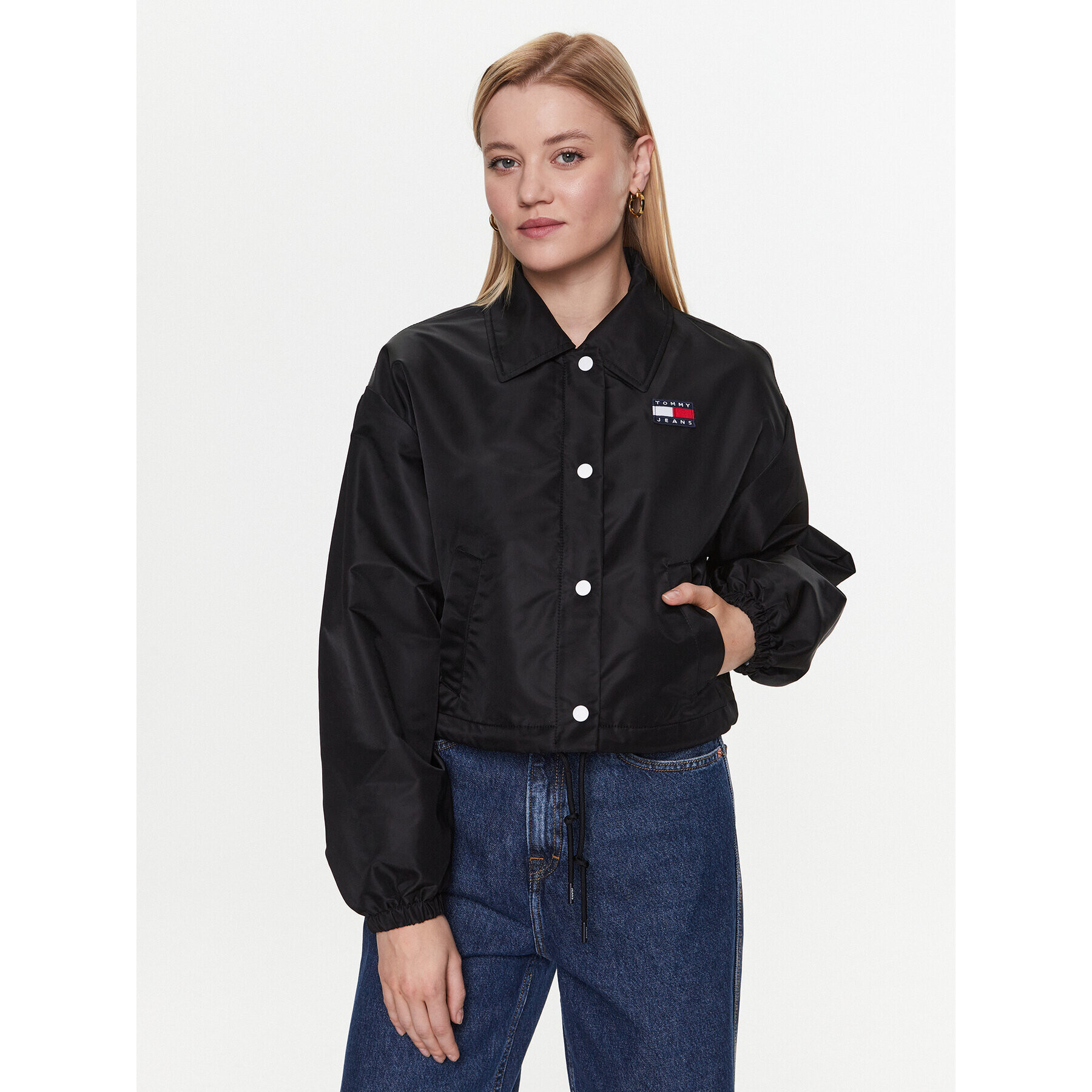 Tommy Jeans Geacă Cropped Coach DW0DW15334 Negru Regular Fit - Pled.ro