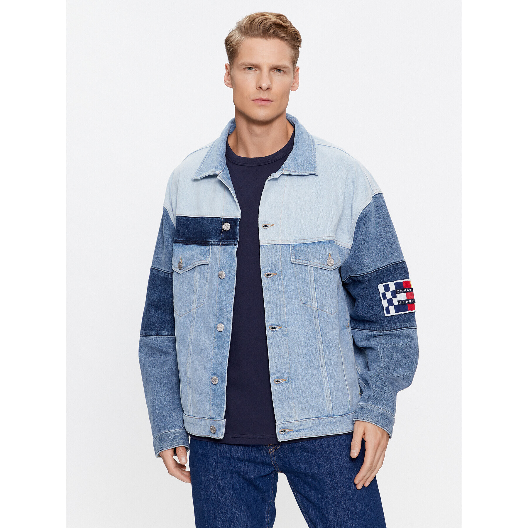 Tommy Jeans Geacă de blugi Aiden DM0DM16737 Albastru Oversize - Pled.ro