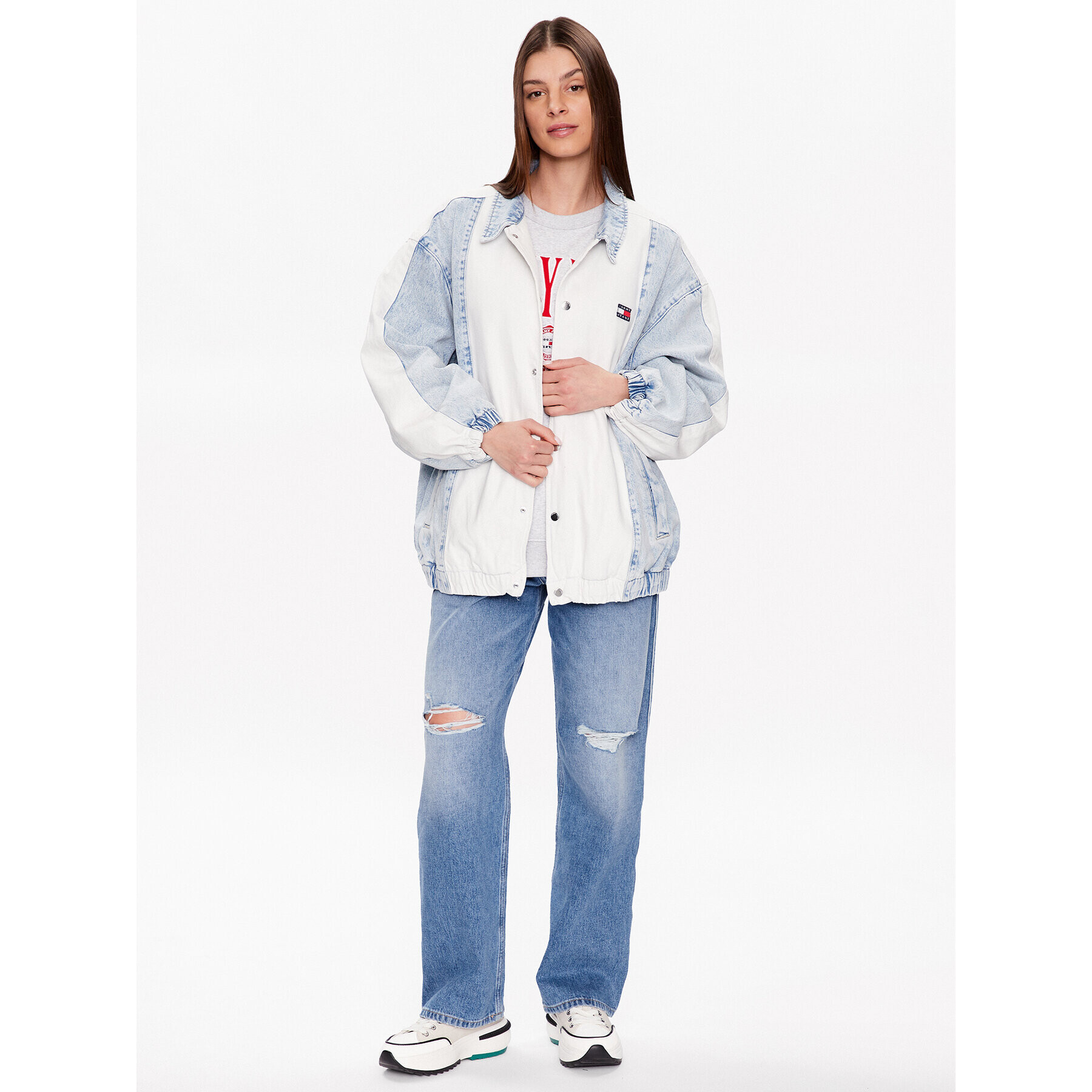 Tommy Jeans Geacă de blugi College DW0DW15617 Albastru Oversize - Pled.ro