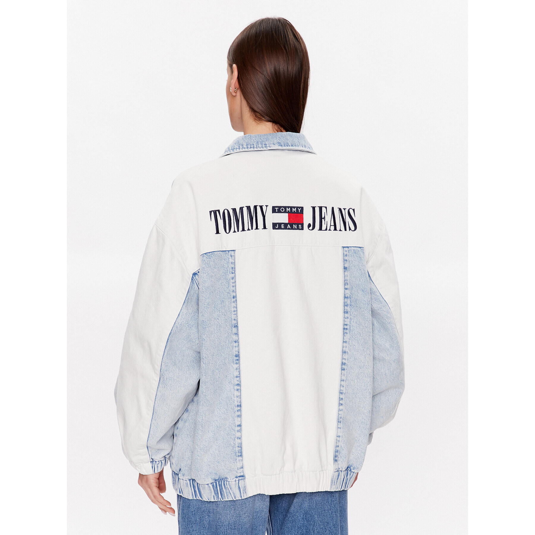 Tommy Jeans Geacă de blugi College DW0DW15617 Albastru Oversize - Pled.ro