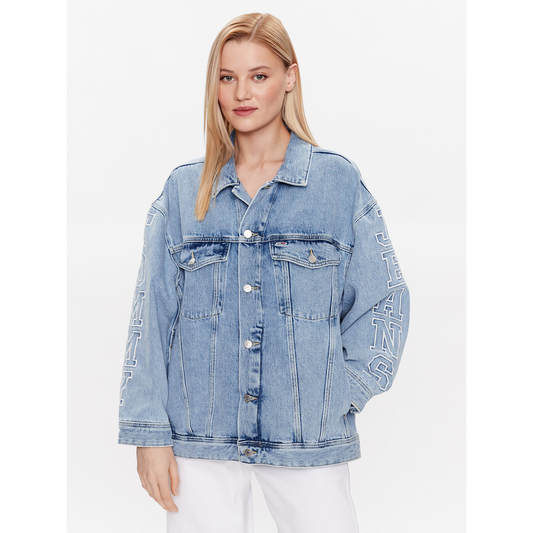 Tommy Jeans Geacă de blugi Daisy DW0DW15616 Albastru Oversize - Pled.ro