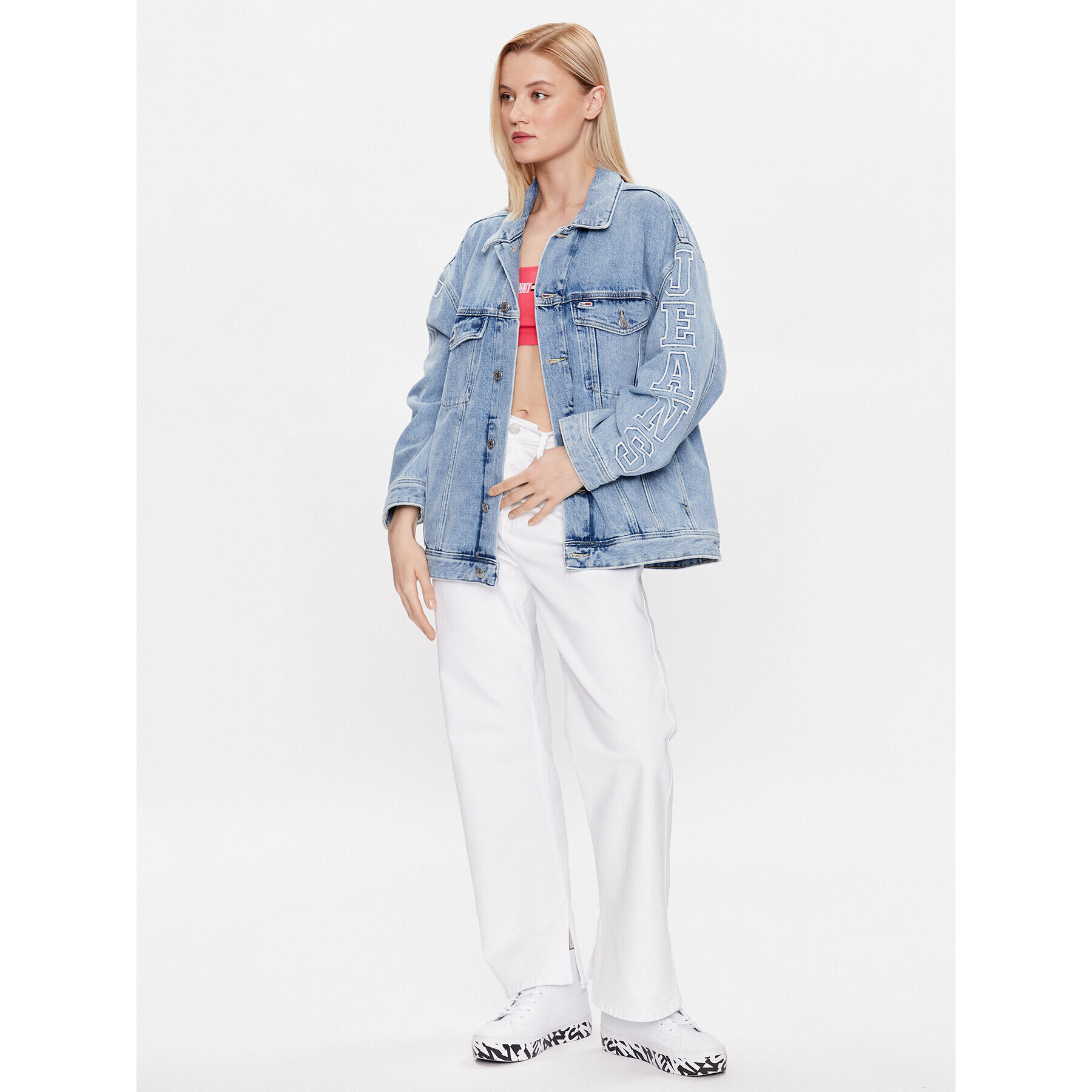 Tommy Jeans Geacă de blugi Daisy DW0DW15616 Albastru Oversize - Pled.ro