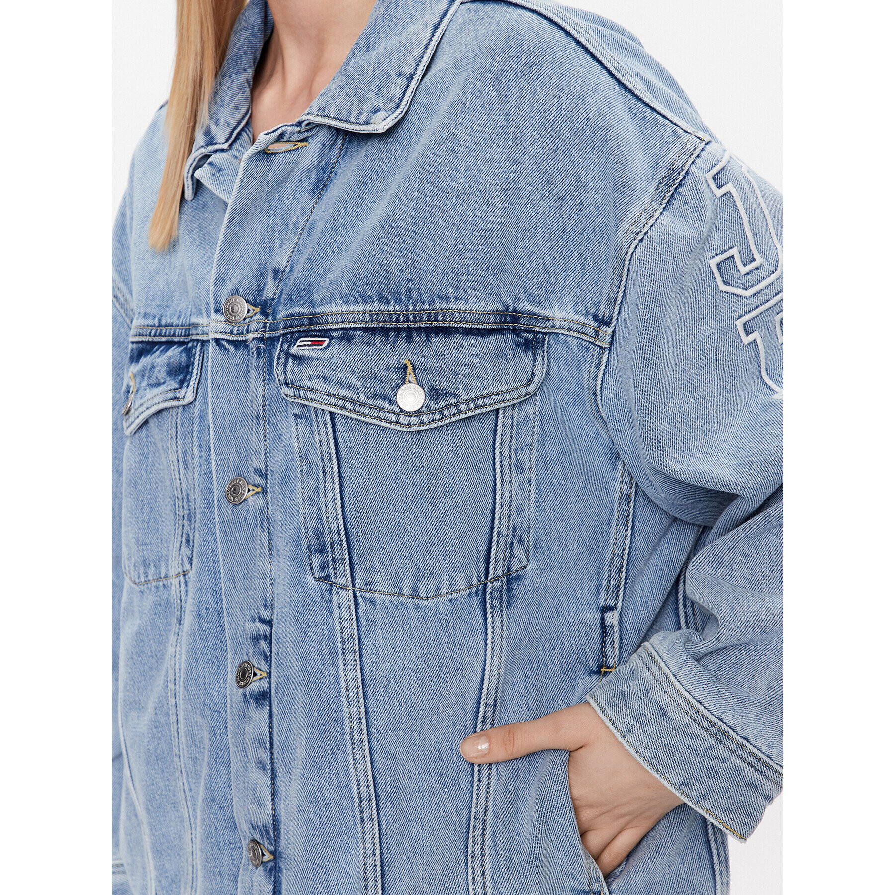 Tommy Jeans Geacă de blugi Daisy DW0DW15616 Albastru Oversize - Pled.ro