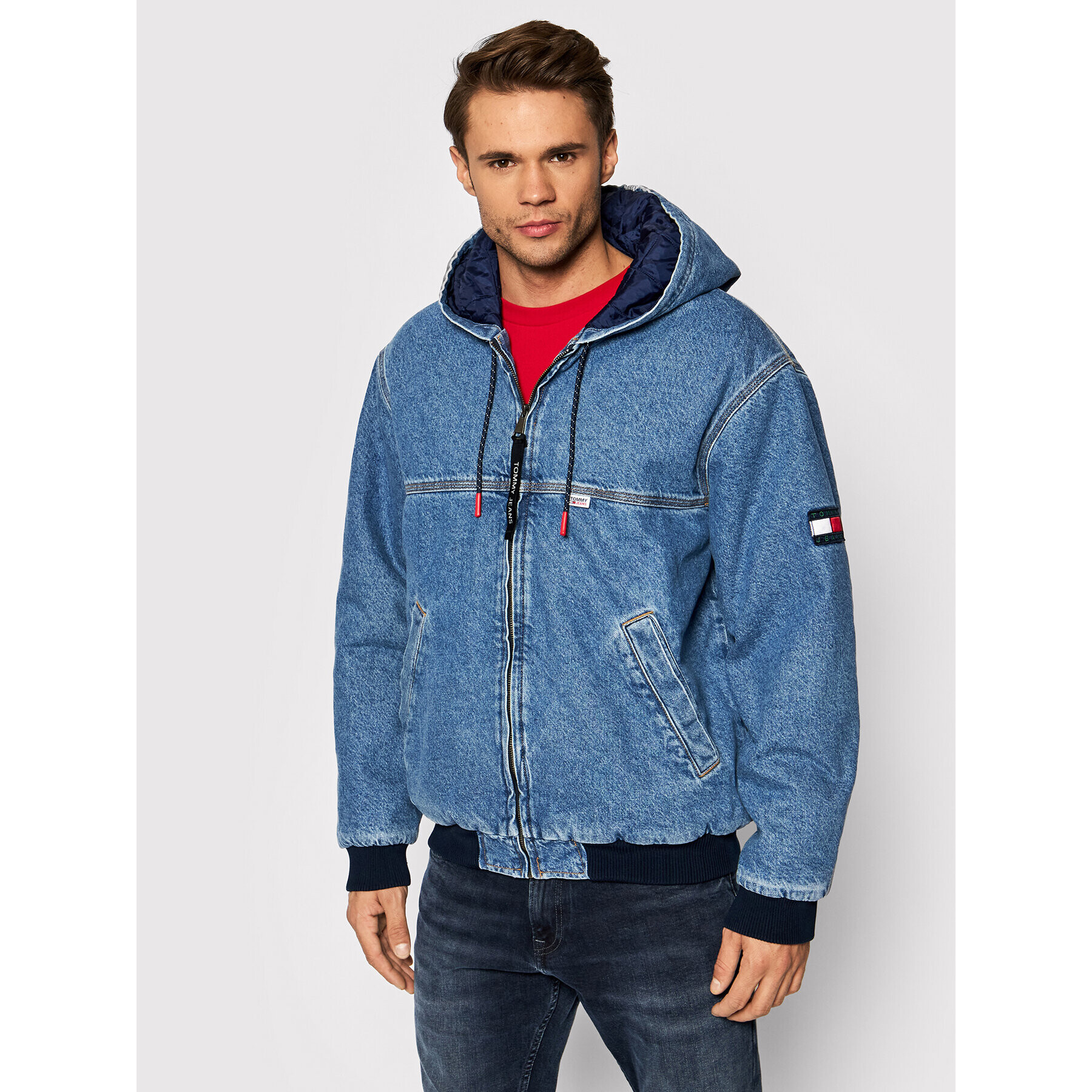 Tommy Jeans Geacă de blugi DM0DM11574 Albastru Relaxed Fit - Pled.ro