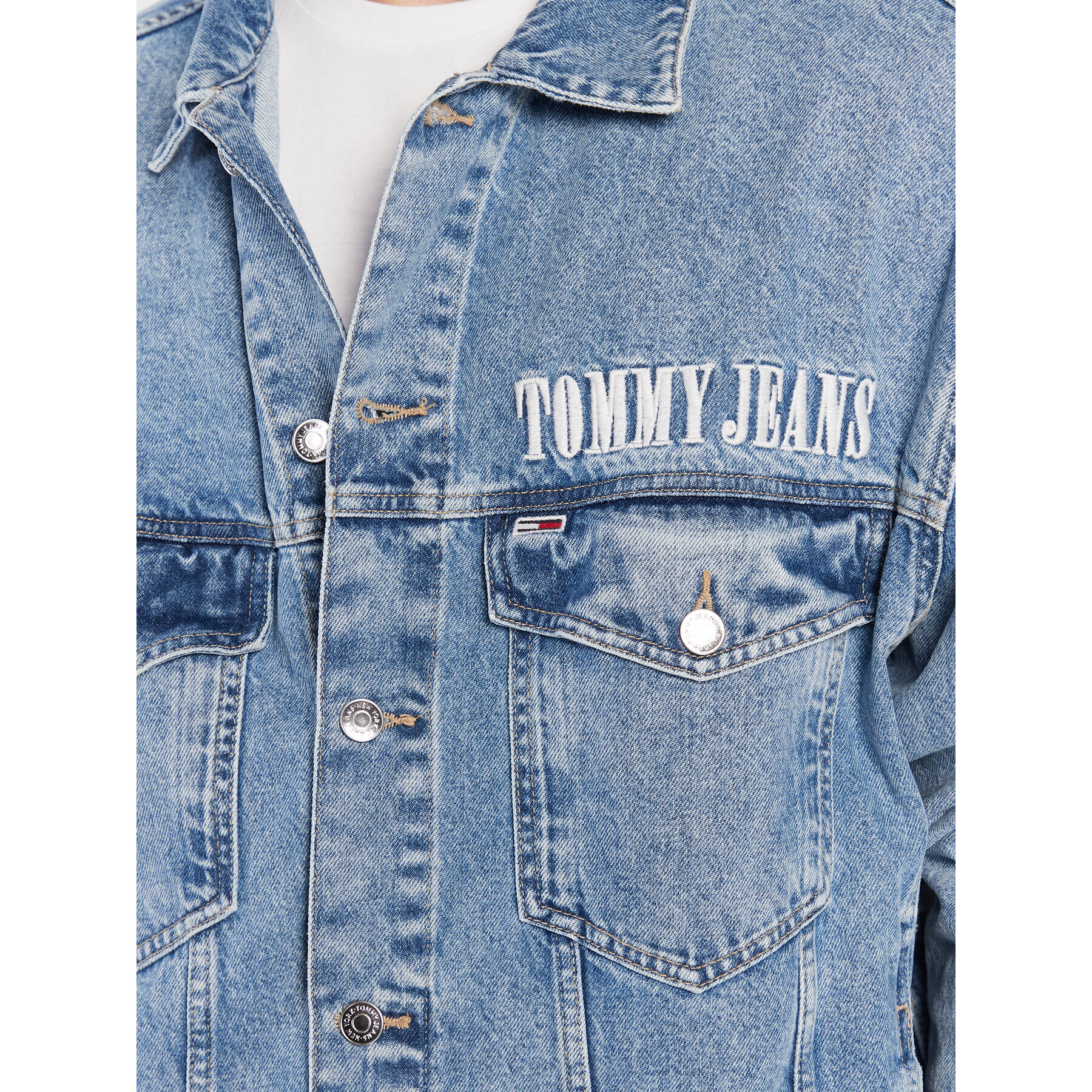 Tommy Jeans Geacă de blugi DM0DM15611 Albastru Oversize - Pled.ro