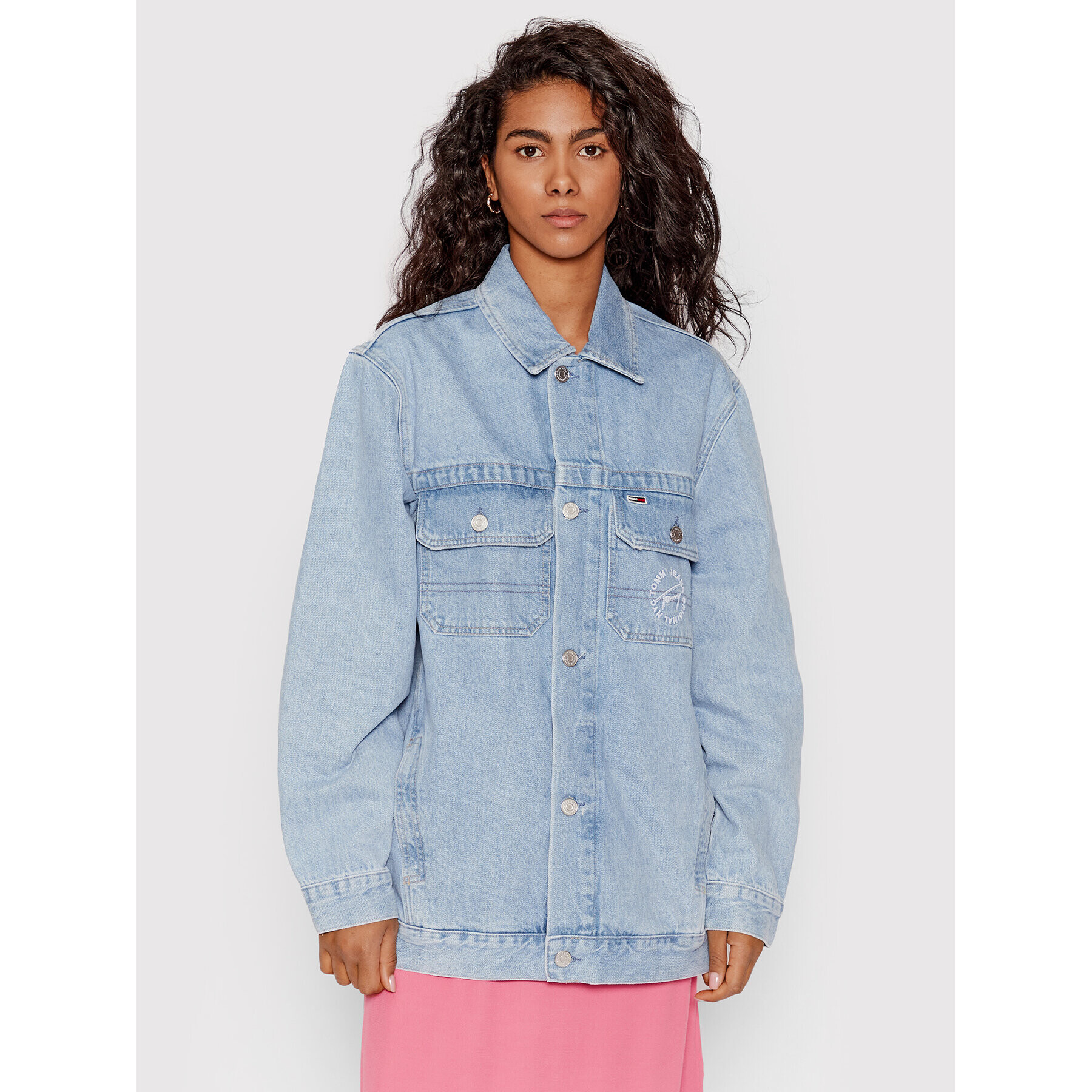 Tommy Jeans Geacă de blugi DW0DW12418 Albastru Oversize - Pled.ro