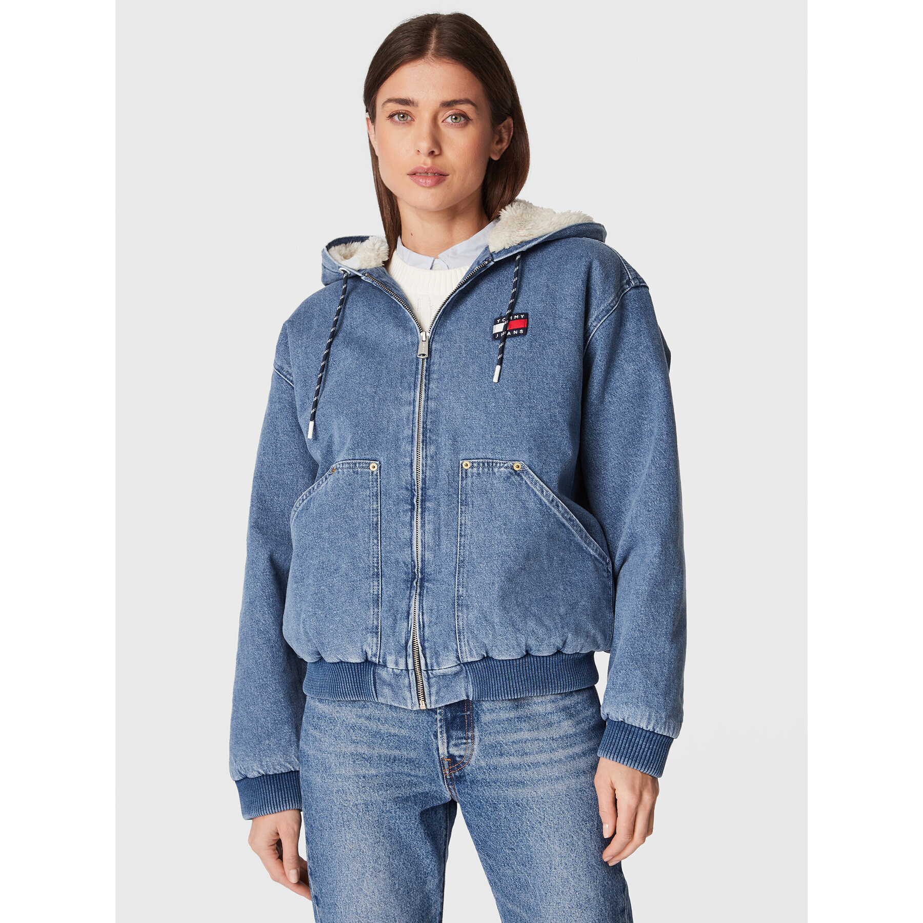 Tommy Jeans Geacă de blugi DW0DW14249 Albastru Regular Fit - Pled.ro