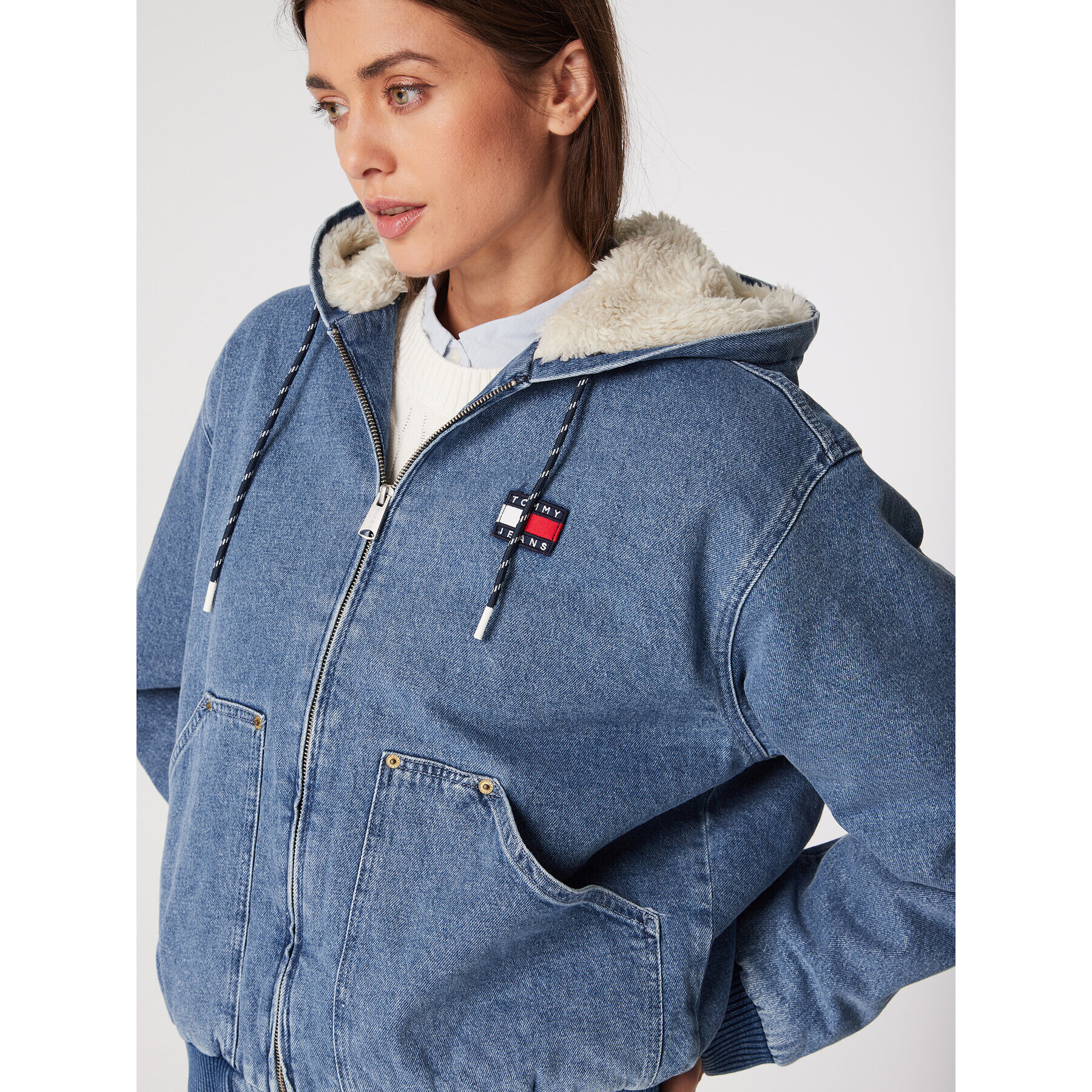 Tommy Jeans Geacă de blugi DW0DW14249 Albastru Regular Fit - Pled.ro