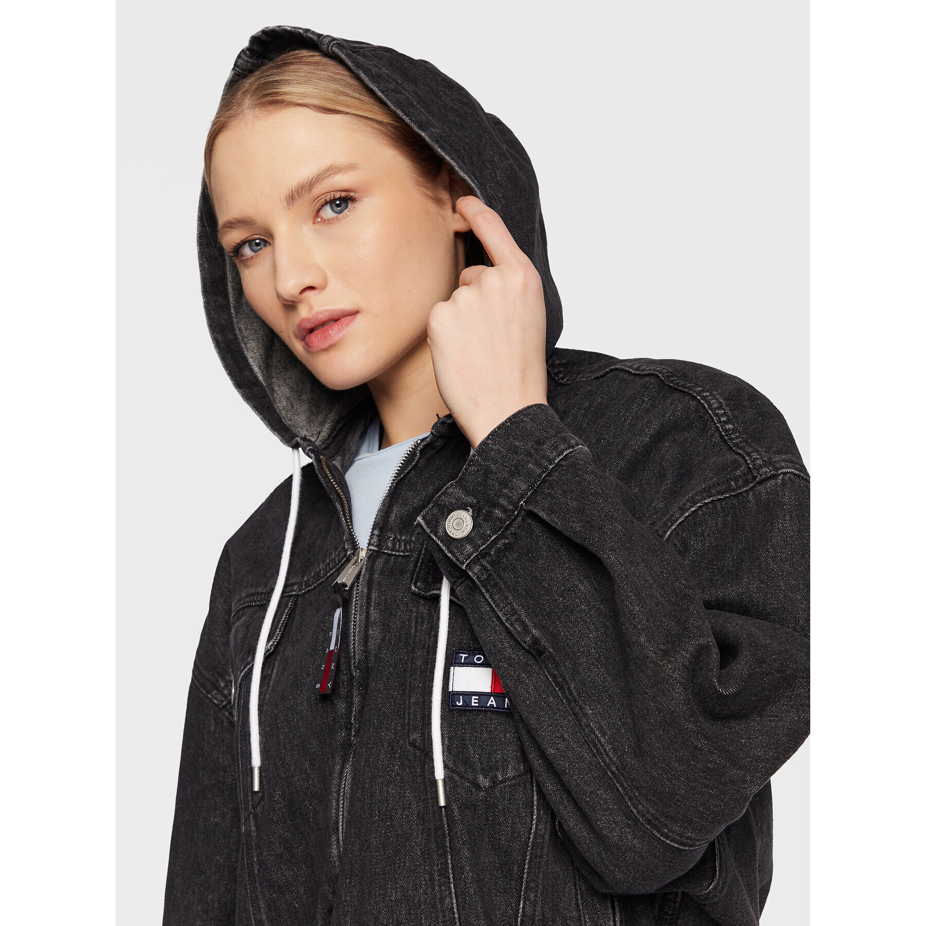 Tommy Jeans Geacă de blugi DW0DW14803 Negru Oversize - Pled.ro