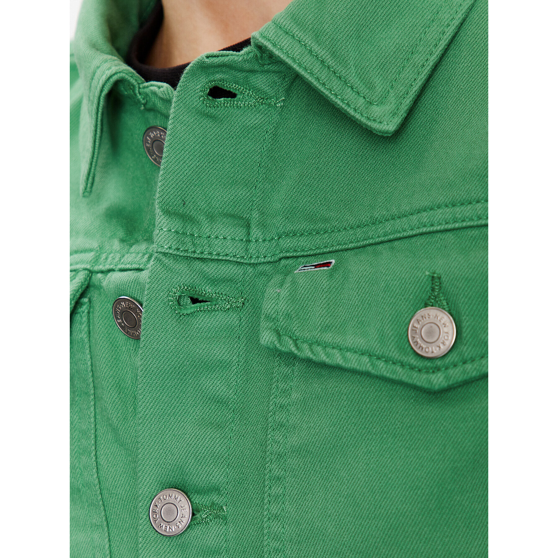 Tommy Jeans Geacă de blugi DW0DW15666 Verde Cropped Fit - Pled.ro