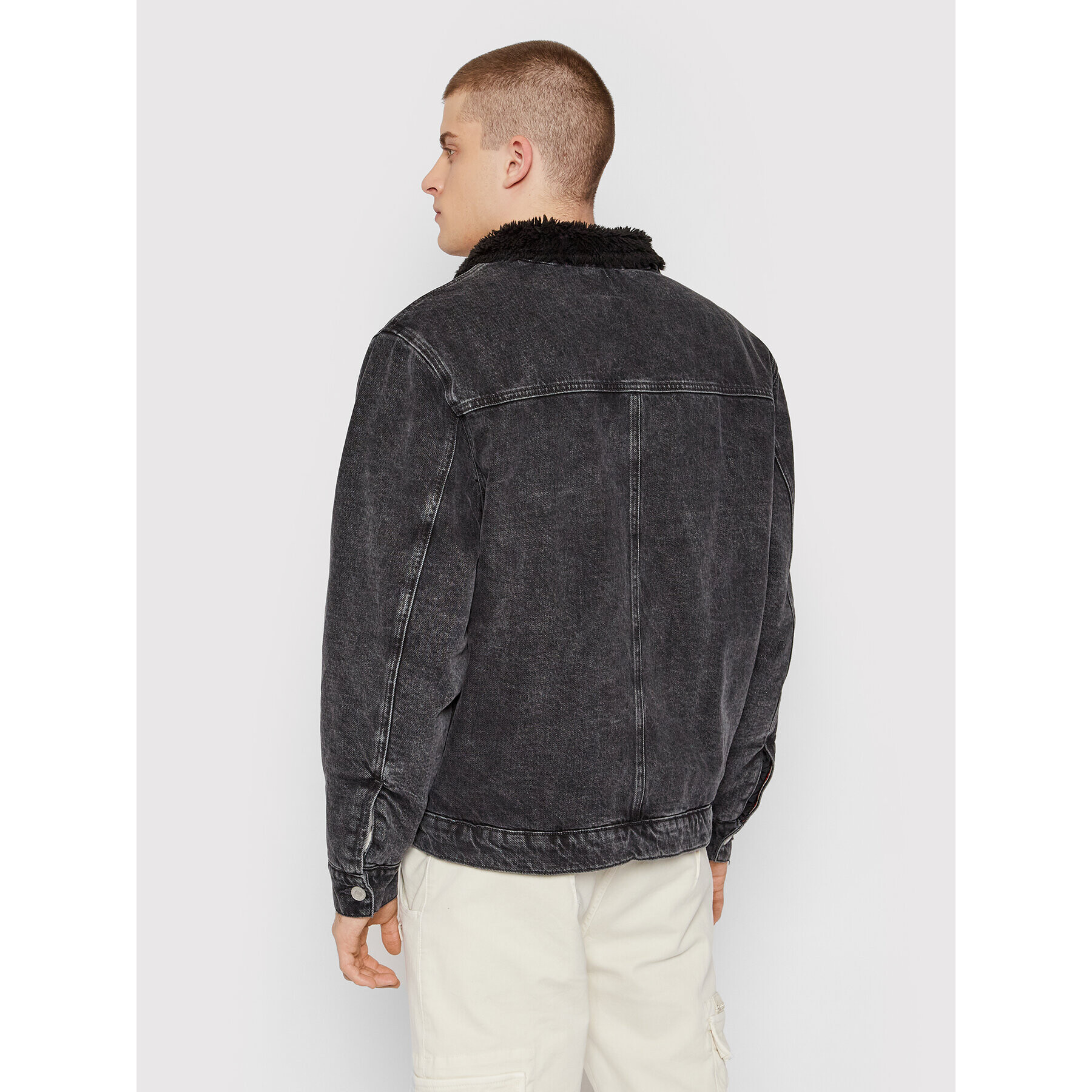 Tommy Jeans Geacă de blugi Sherpa DM0DM11569 Negru Oversize - Pled.ro