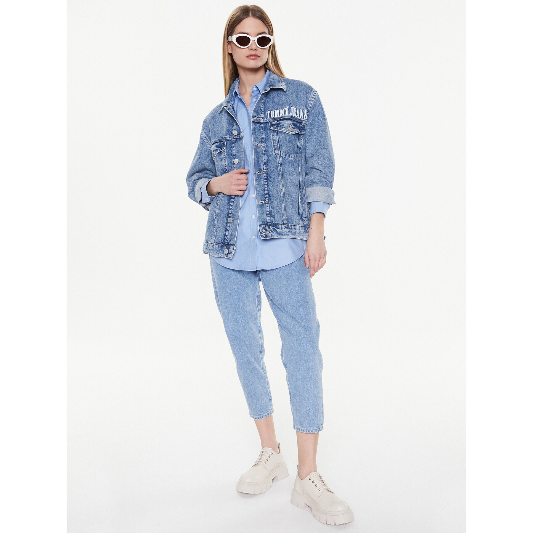 Tommy Jeans Geacă de blugi Trucker DW0DW14846 Albastru Oversize - Pled.ro