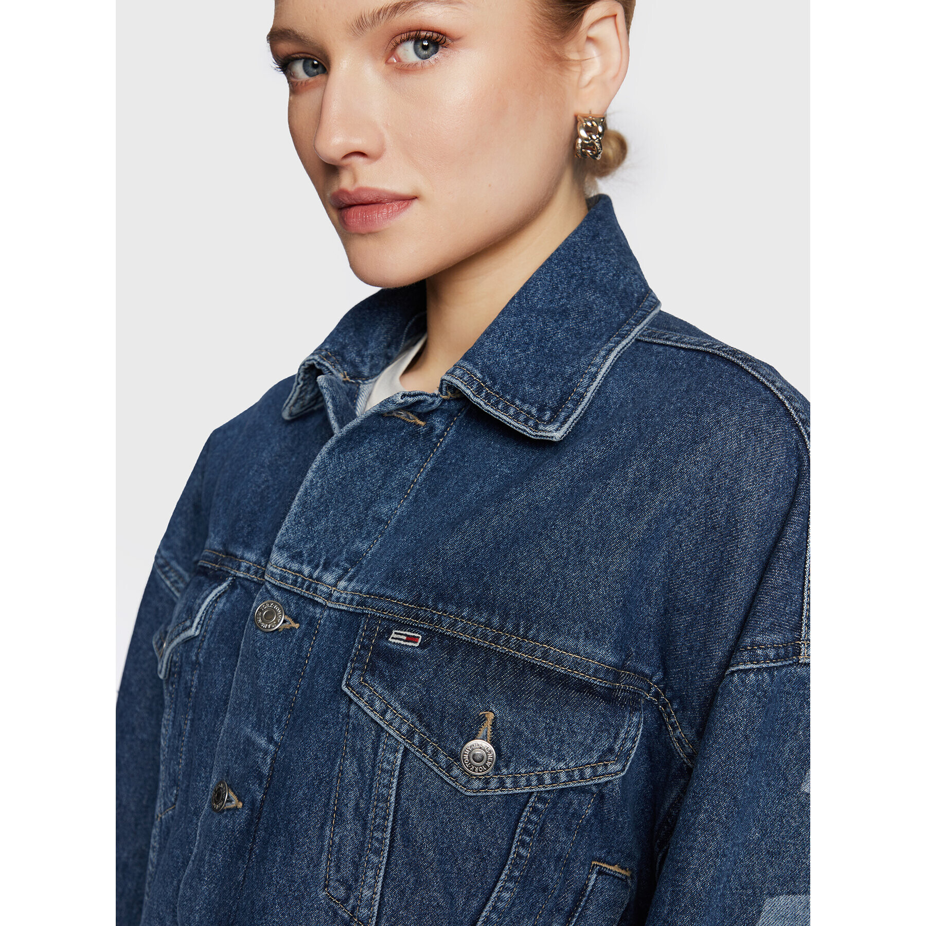 Tommy Jeans Geacă de blugi Wide Sleeve DW0DW14833 Bleumarin Oversize - Pled.ro