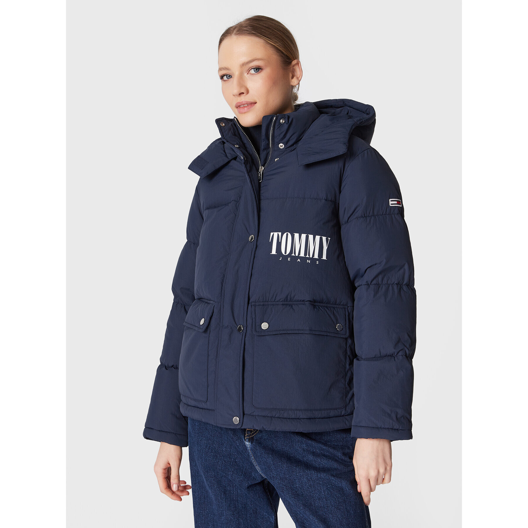 Tommy Jeans Geacă din puf A-Line Fashion DW0DW14307 Bleumarin Oversize - Pled.ro