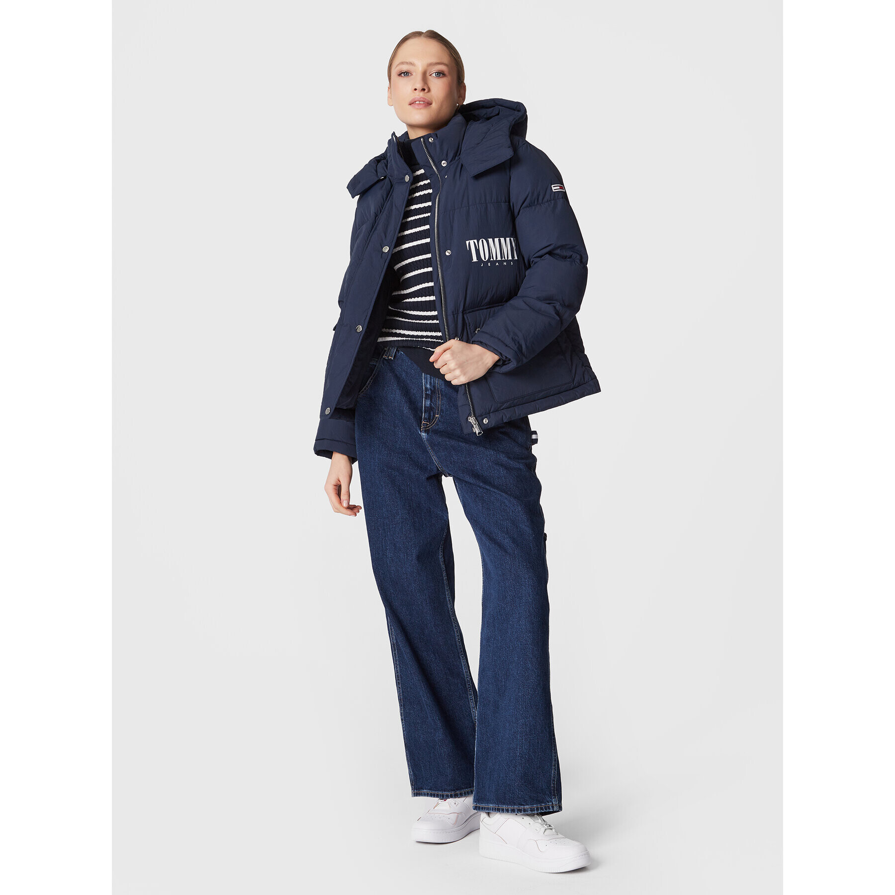 Tommy Jeans Geacă din puf A-Line Fashion DW0DW14307 Bleumarin Oversize - Pled.ro