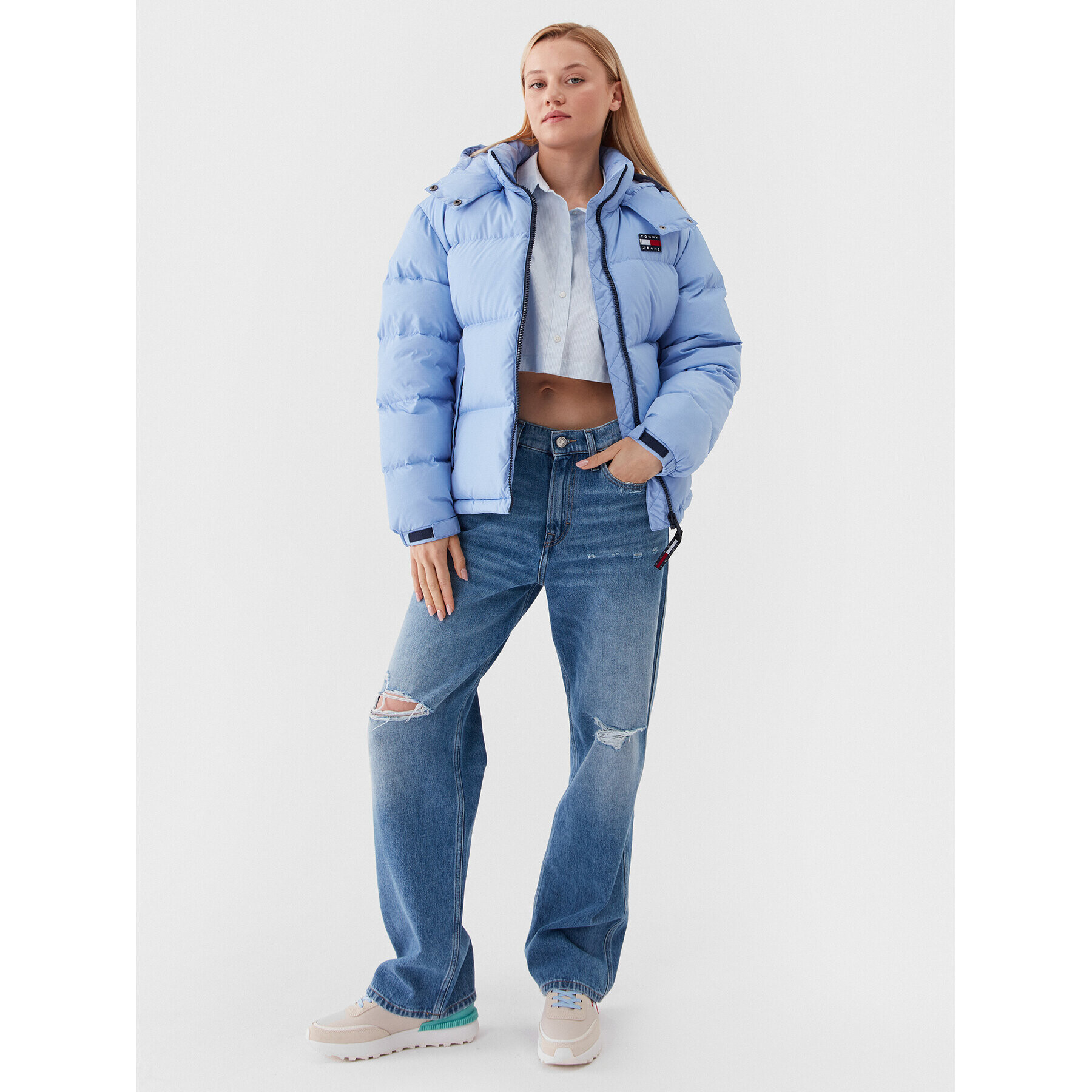 Tommy Jeans Geacă din puf Alaska DW0DW14661 Albastru Regular Fit - Pled.ro