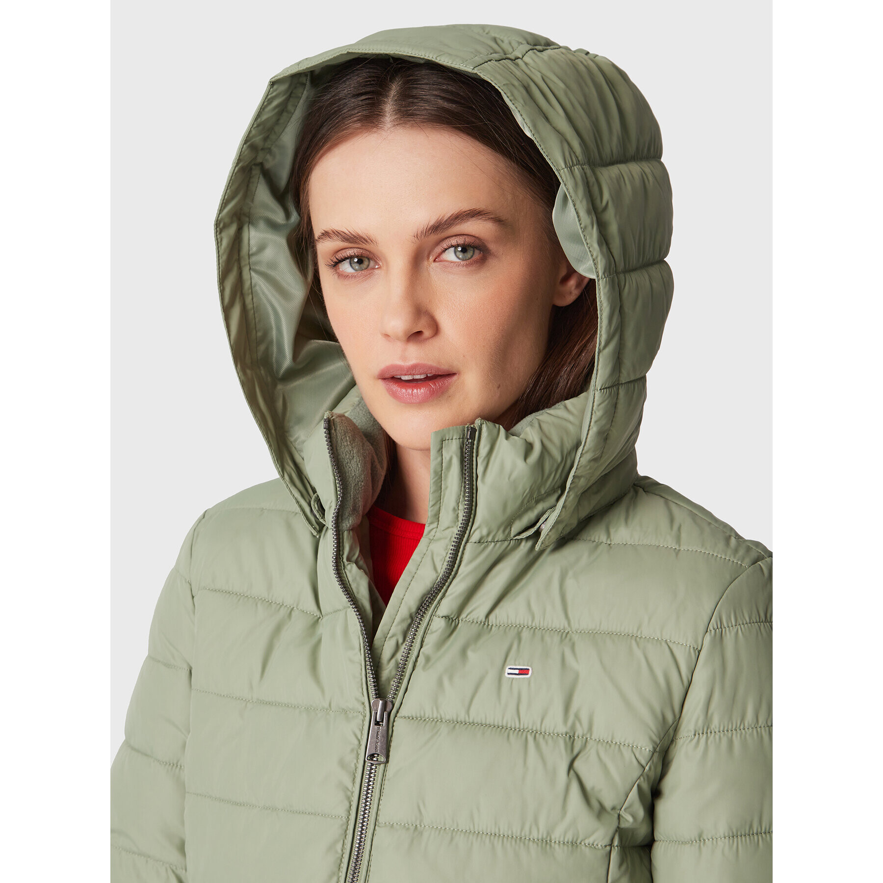 Tommy Jeans Geacă din puf Basic DW0DW13741 Verde Regular Fit - Pled.ro