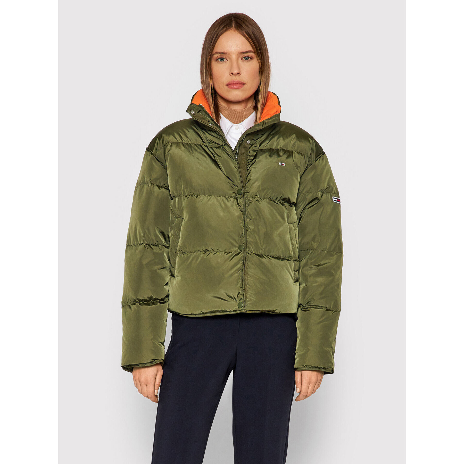 Tommy Jeans Geacă din puf Color Pop DW0DW11089 Verde Regular Fit - Pled.ro