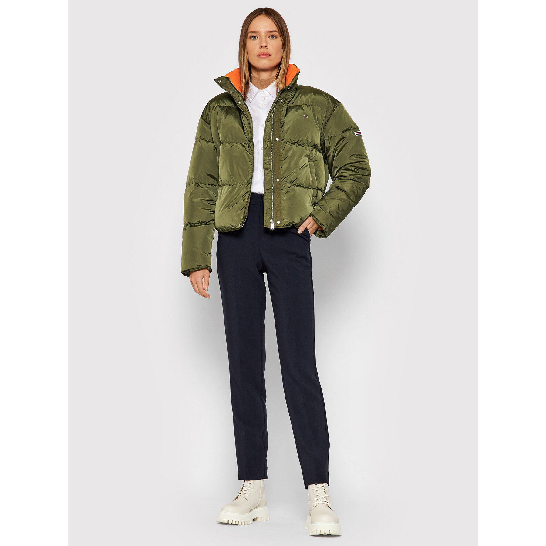 Tommy Jeans Geacă din puf Color Pop DW0DW11089 Verde Regular Fit - Pled.ro