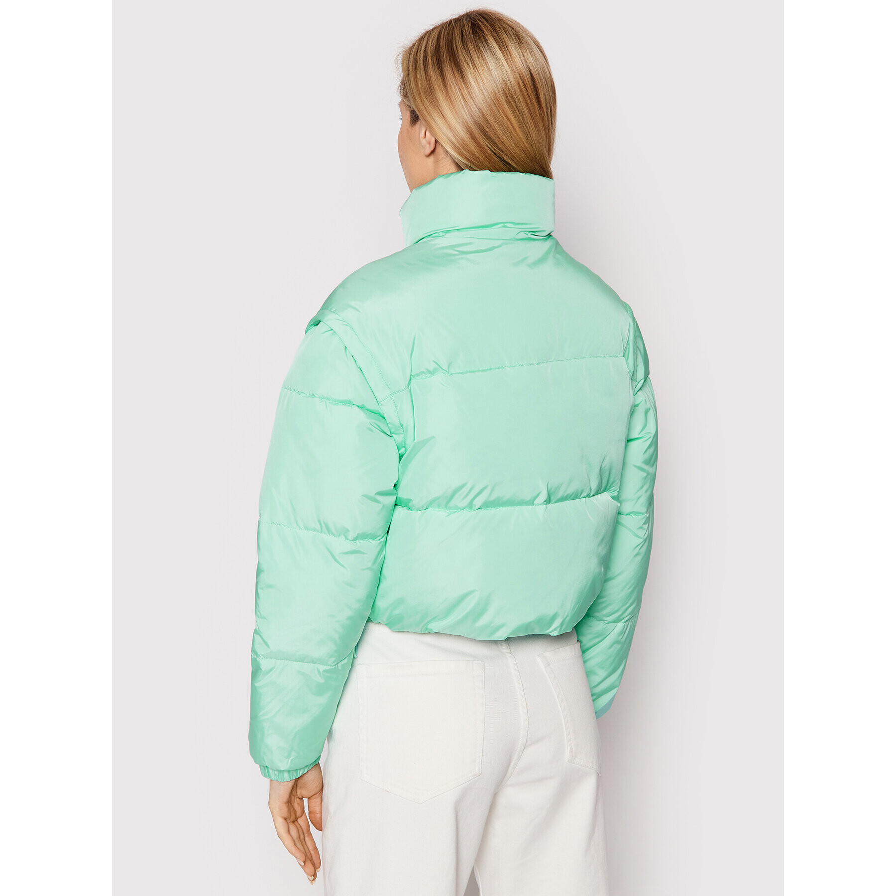 Tommy Jeans Geacă din puf Crop Vest Puffer DW0DW11840 Verde Cropped Fit - Pled.ro