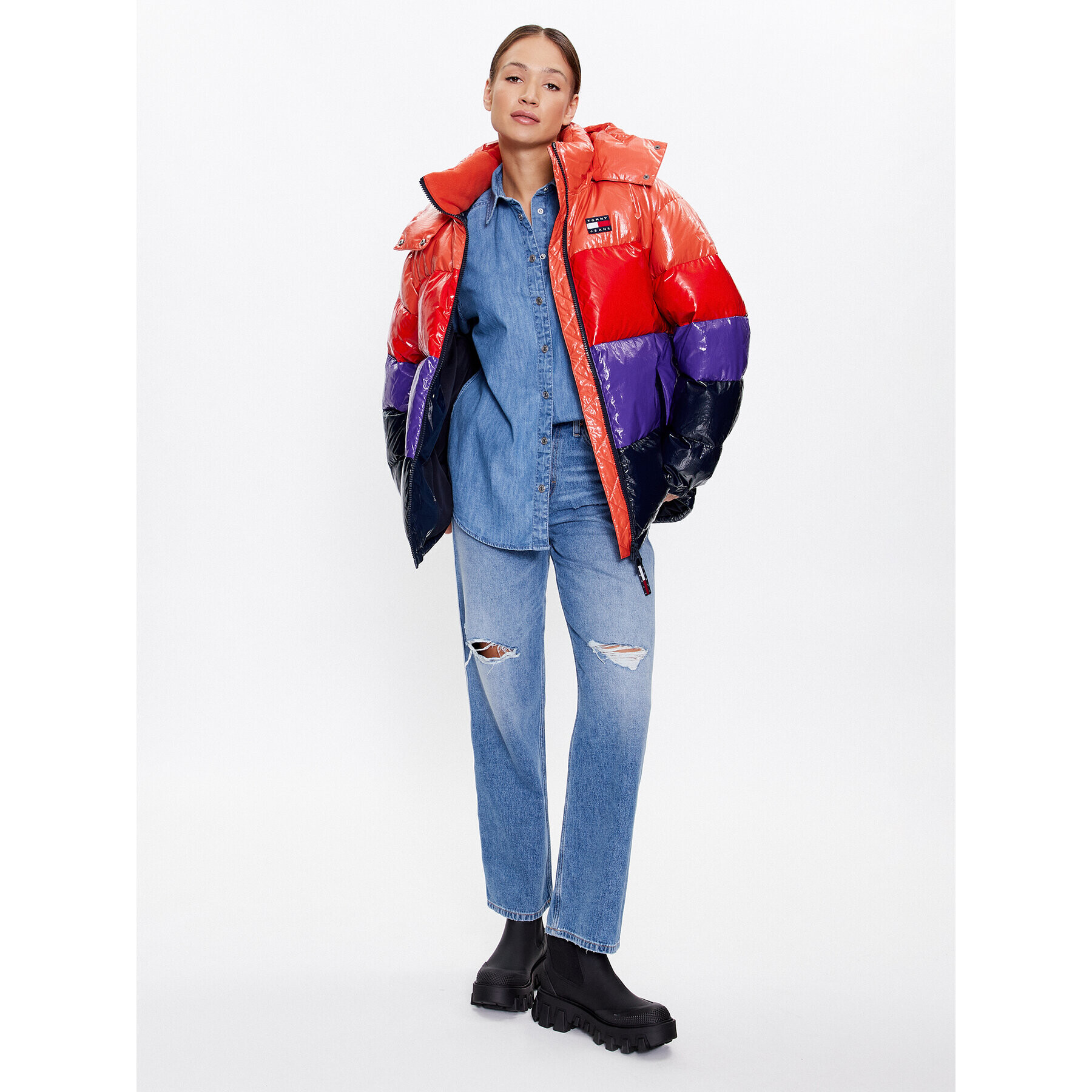 Tommy Jeans Geacă din puf DW0DW15959 Colorat Oversize - Pled.ro