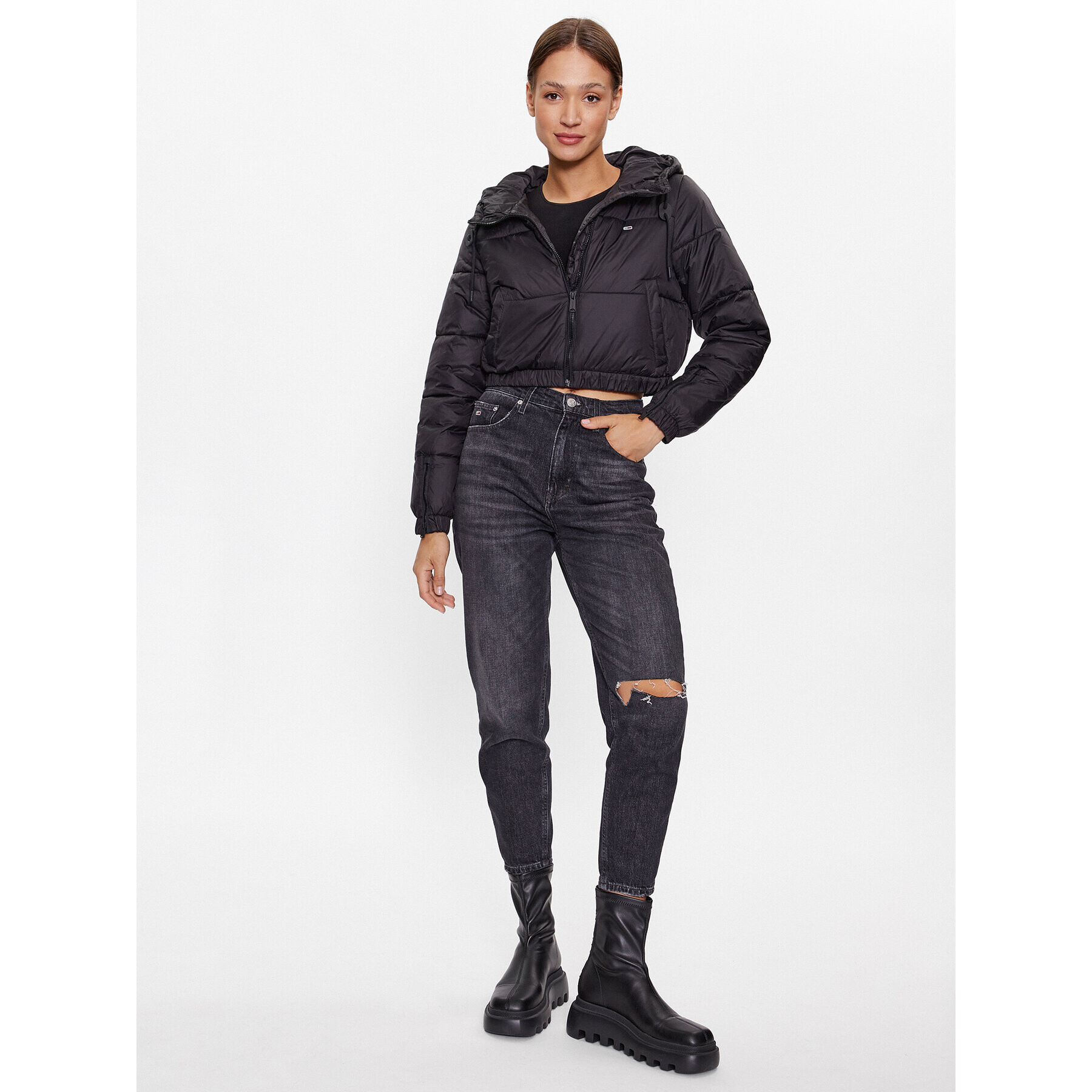 Tommy Jeans Geacă din puf DW0DW15964 Negru Regular Fit - Pled.ro